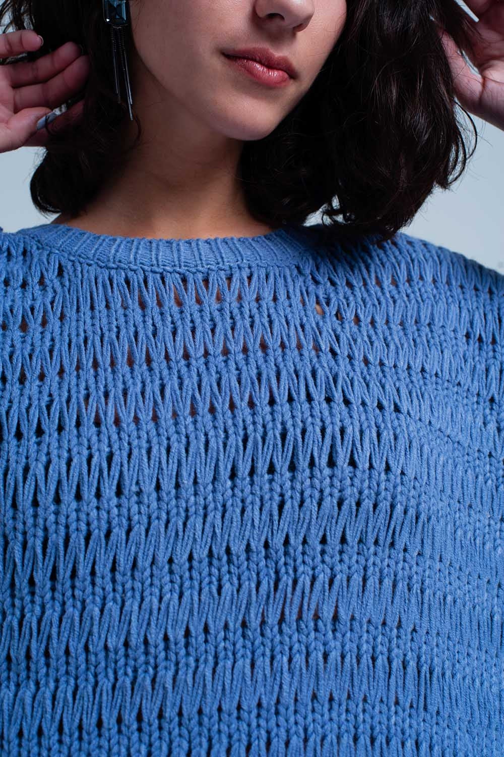 Maglione lavorato a maglia blu