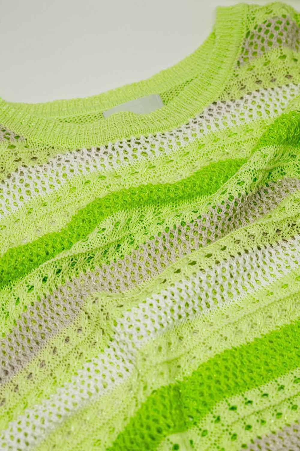 Maglione leggero multicolore a maniche lunghe con scollo a barca