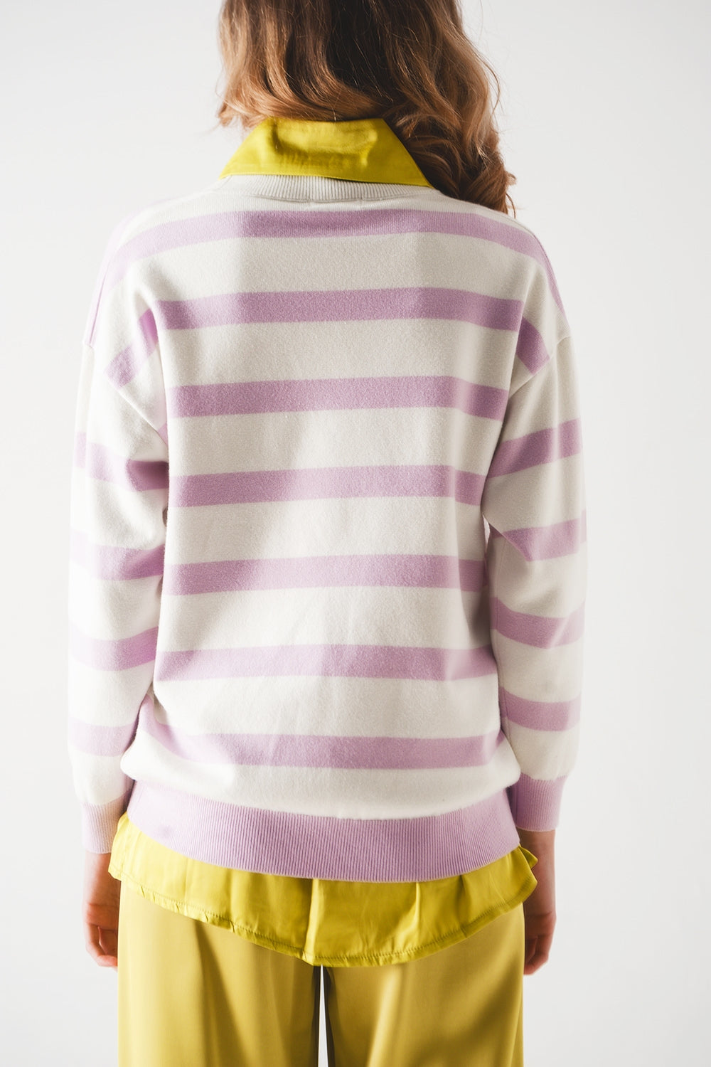 Maglione lungo a righe lilla