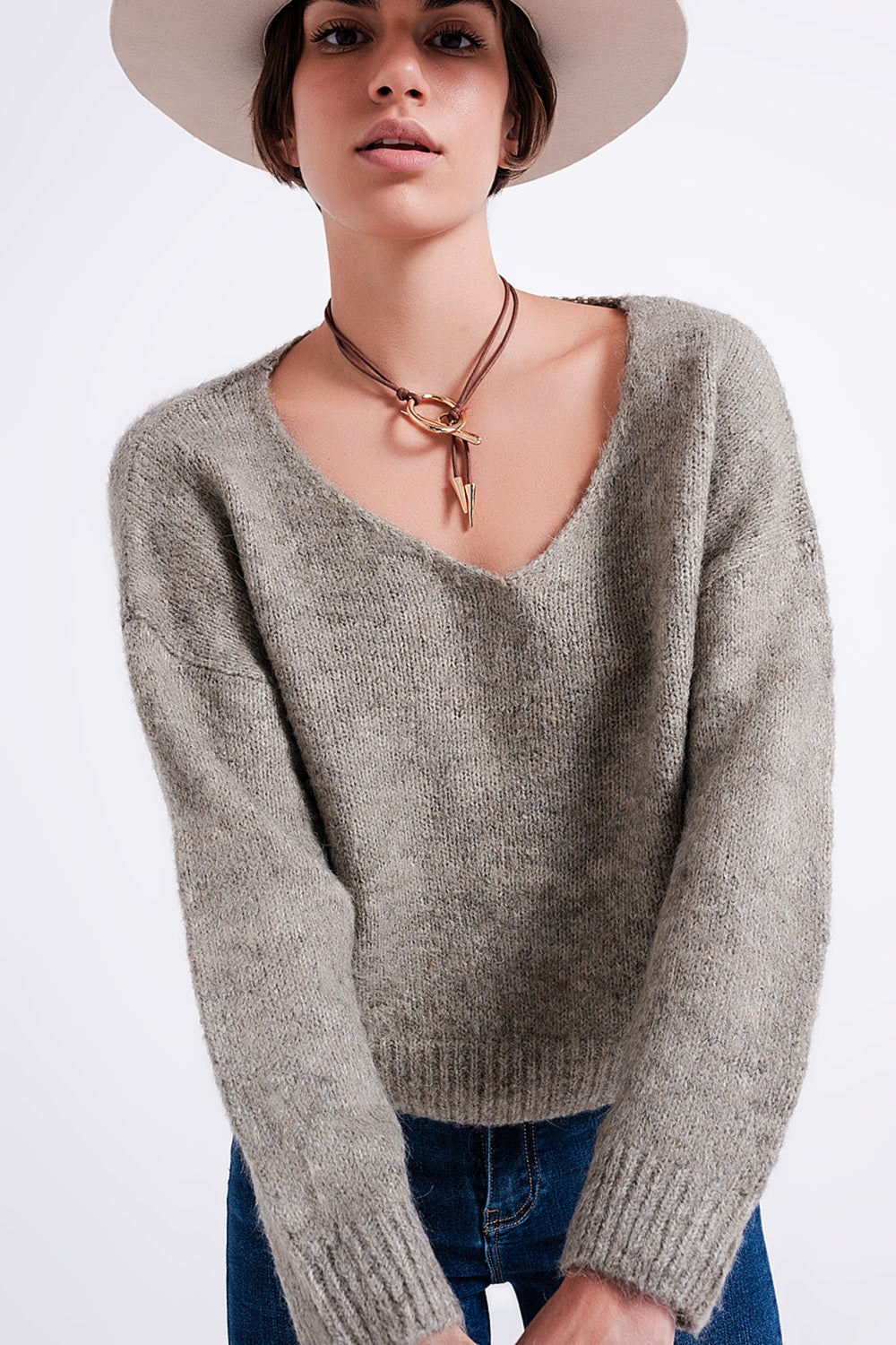 Maglione maniche a pipistrello color Kaki