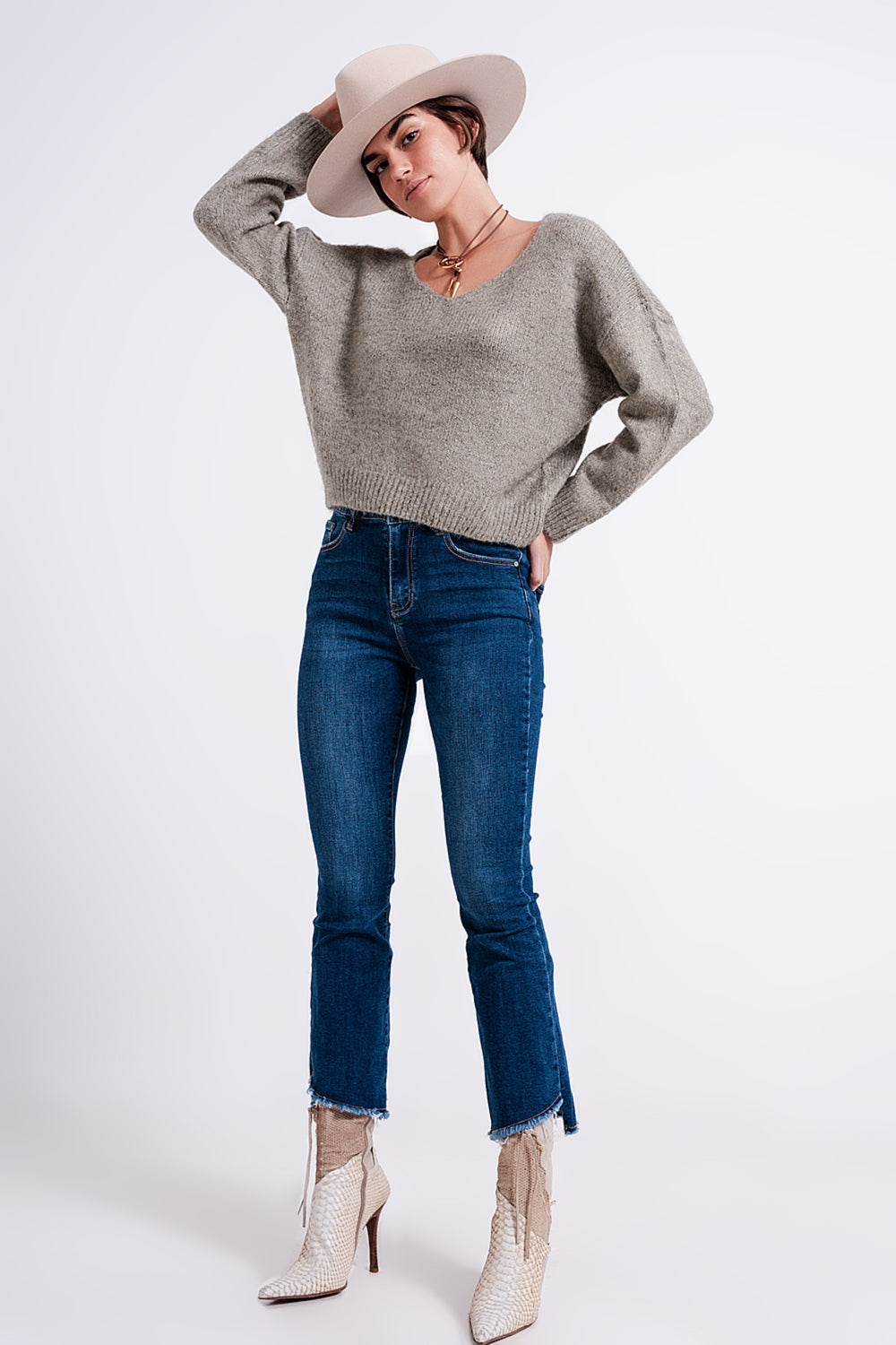 Maglione maniche a pipistrello color Kaki