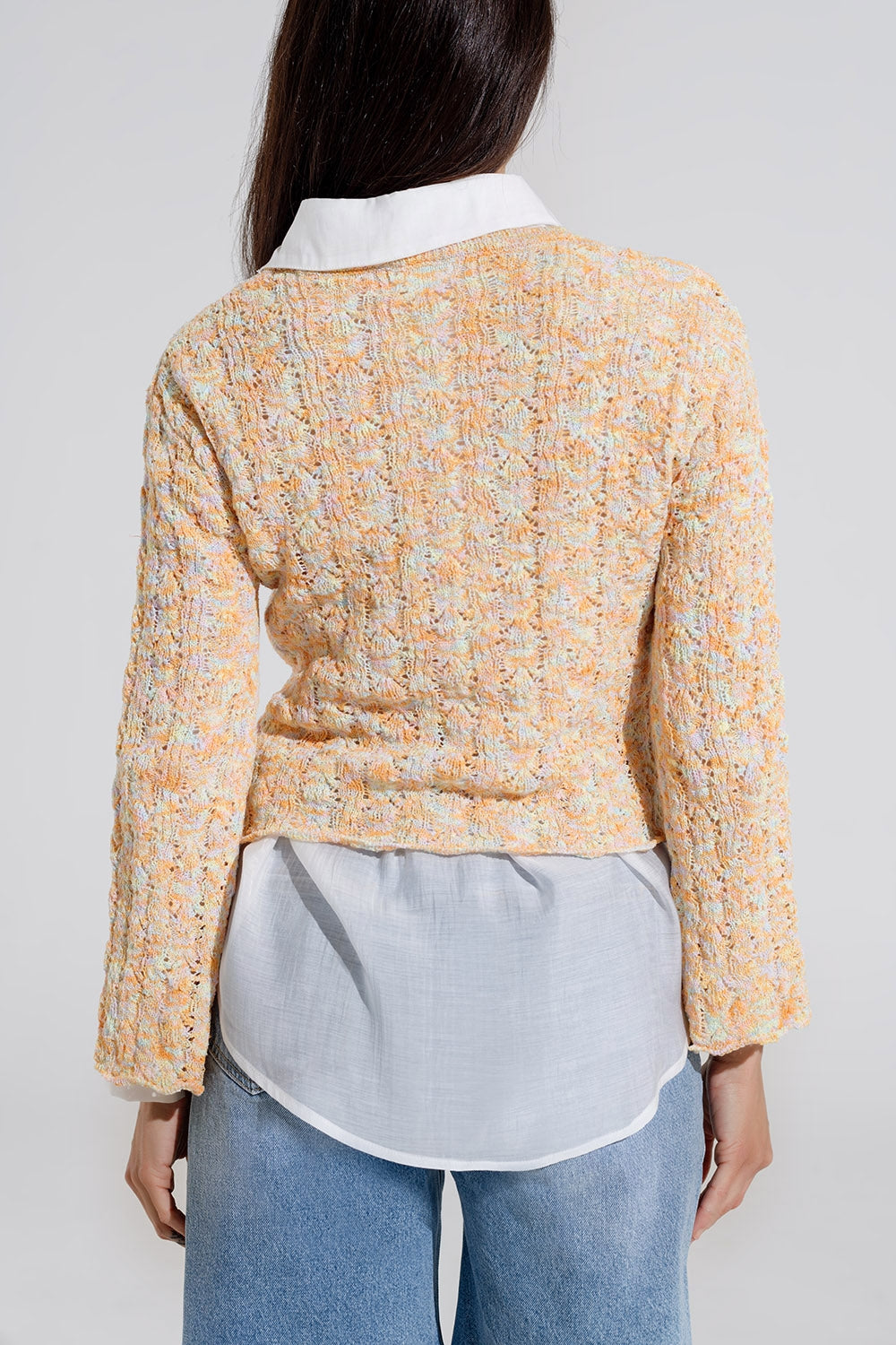 Maglione multicolore con maniche svasate