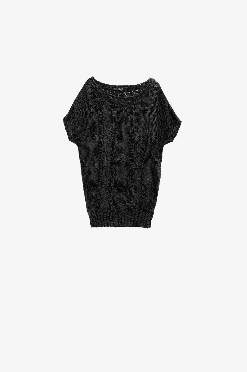 Q2 maglione nero lungo senza maniche