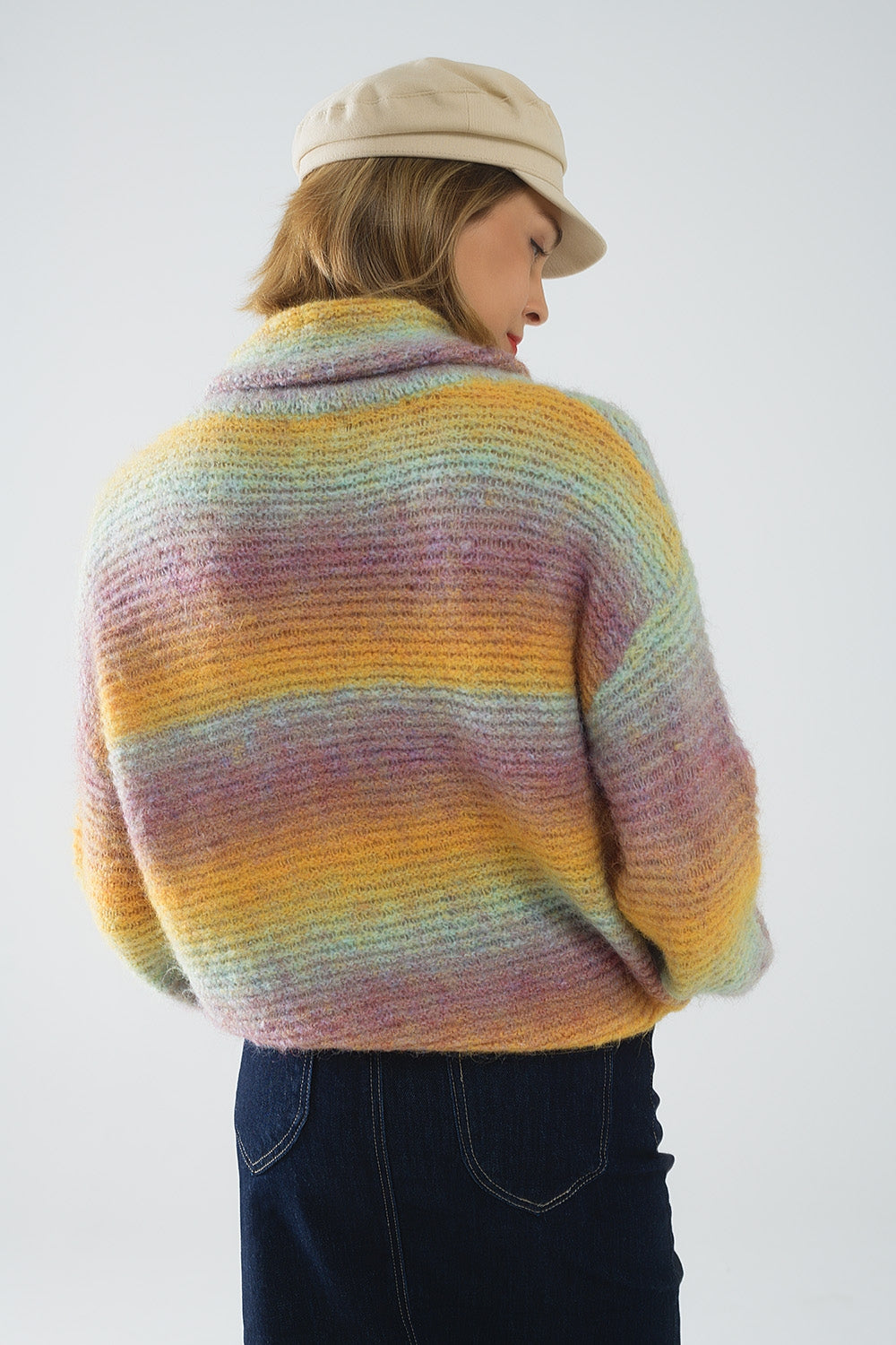 Maglione oversize a collo alto Comfy in multicolore