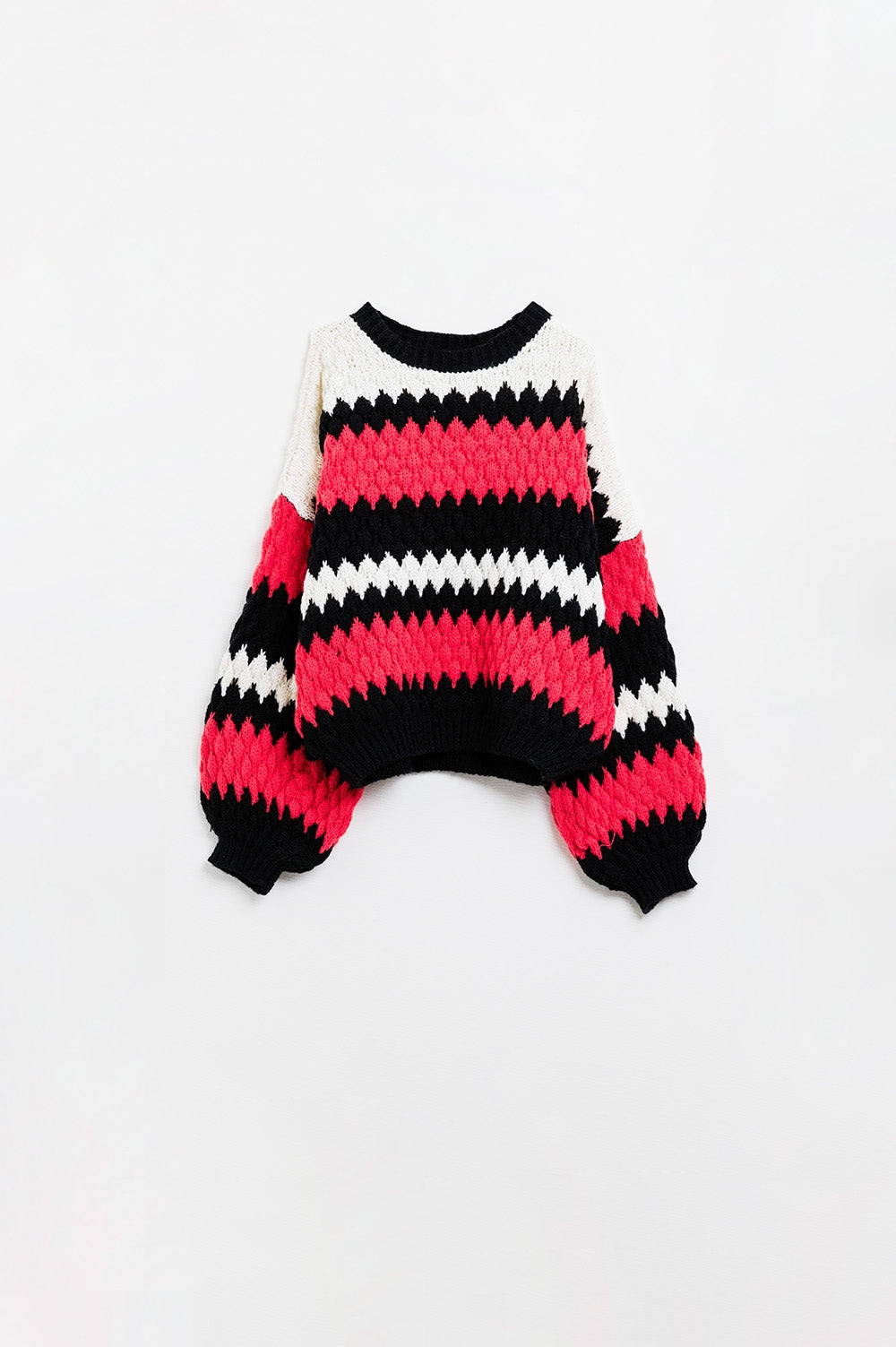 maglione oversize a righe zig zag rosse
