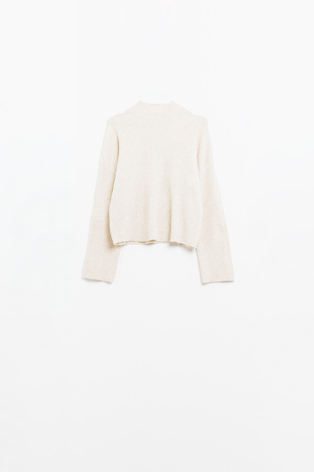 maglione rilassato a collo alto a coste color crema
