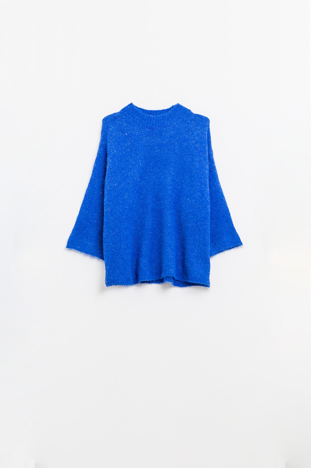 Maglione rilassato con manica alla francese e girocollo in blu inchiostro