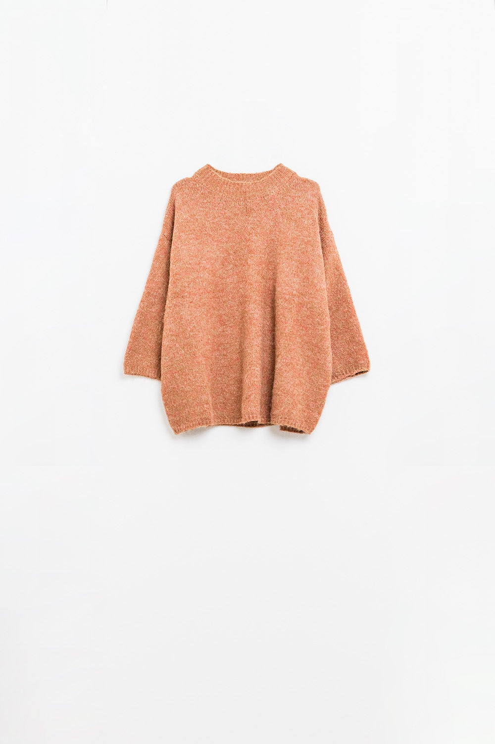 Maglione rilassato con manica alla francese e girocollo in cammello