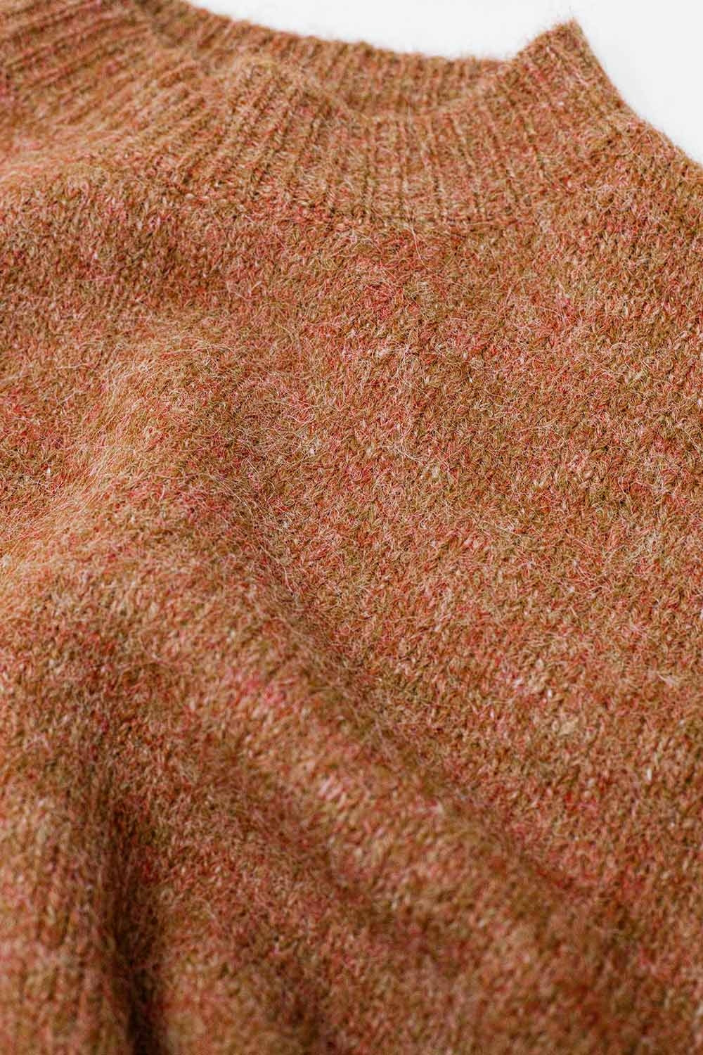 Maglione rilassato con manica alla francese e girocollo in cammello