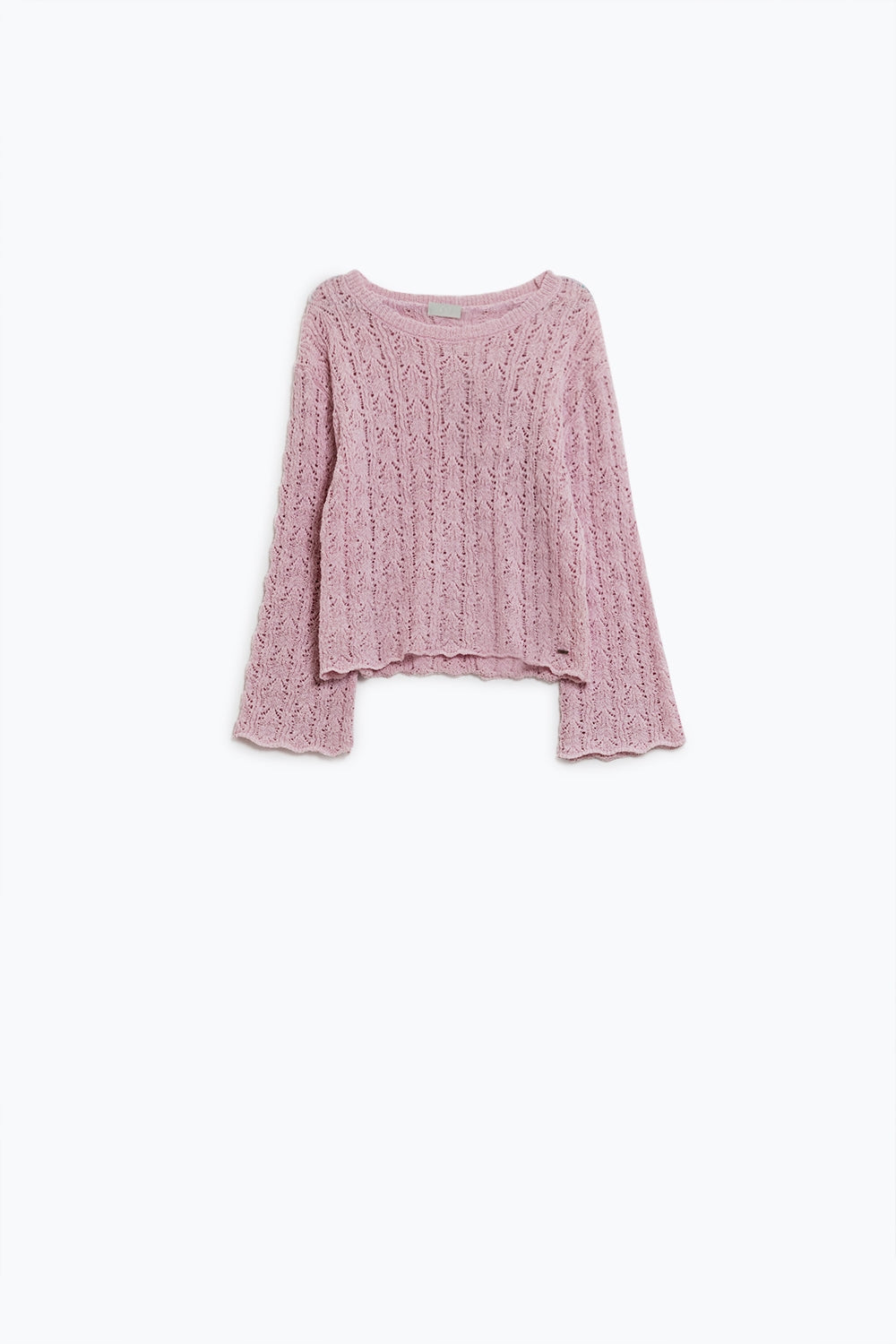 Maglione rosa con maniche svasate
