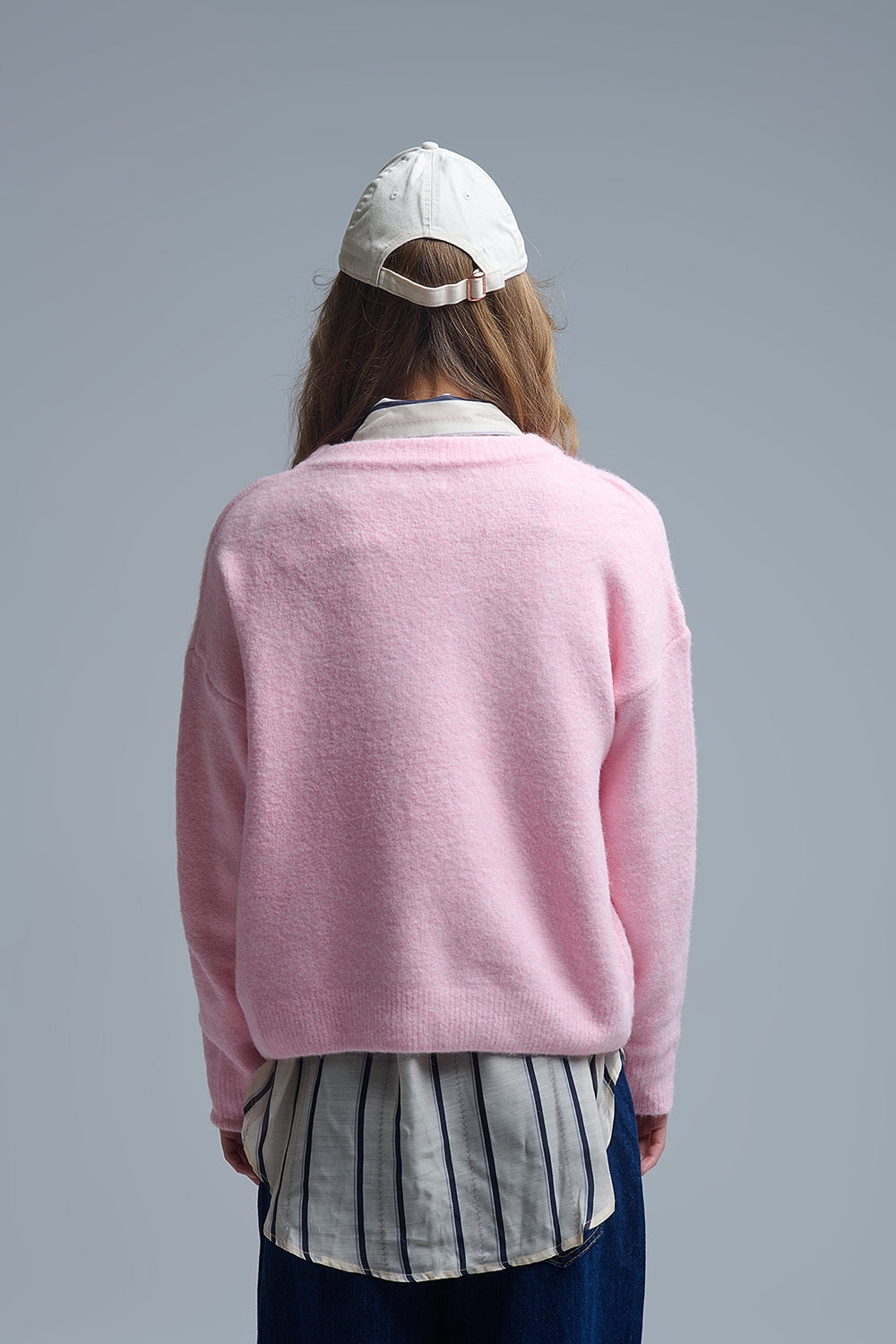 Maglione rosa con toppe a forma di orso