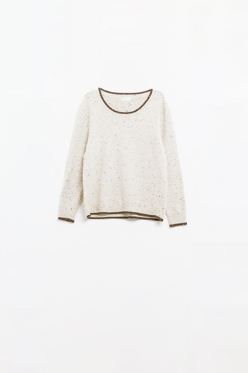 Q2 Maglione screziato con dettagli di linea in marrone