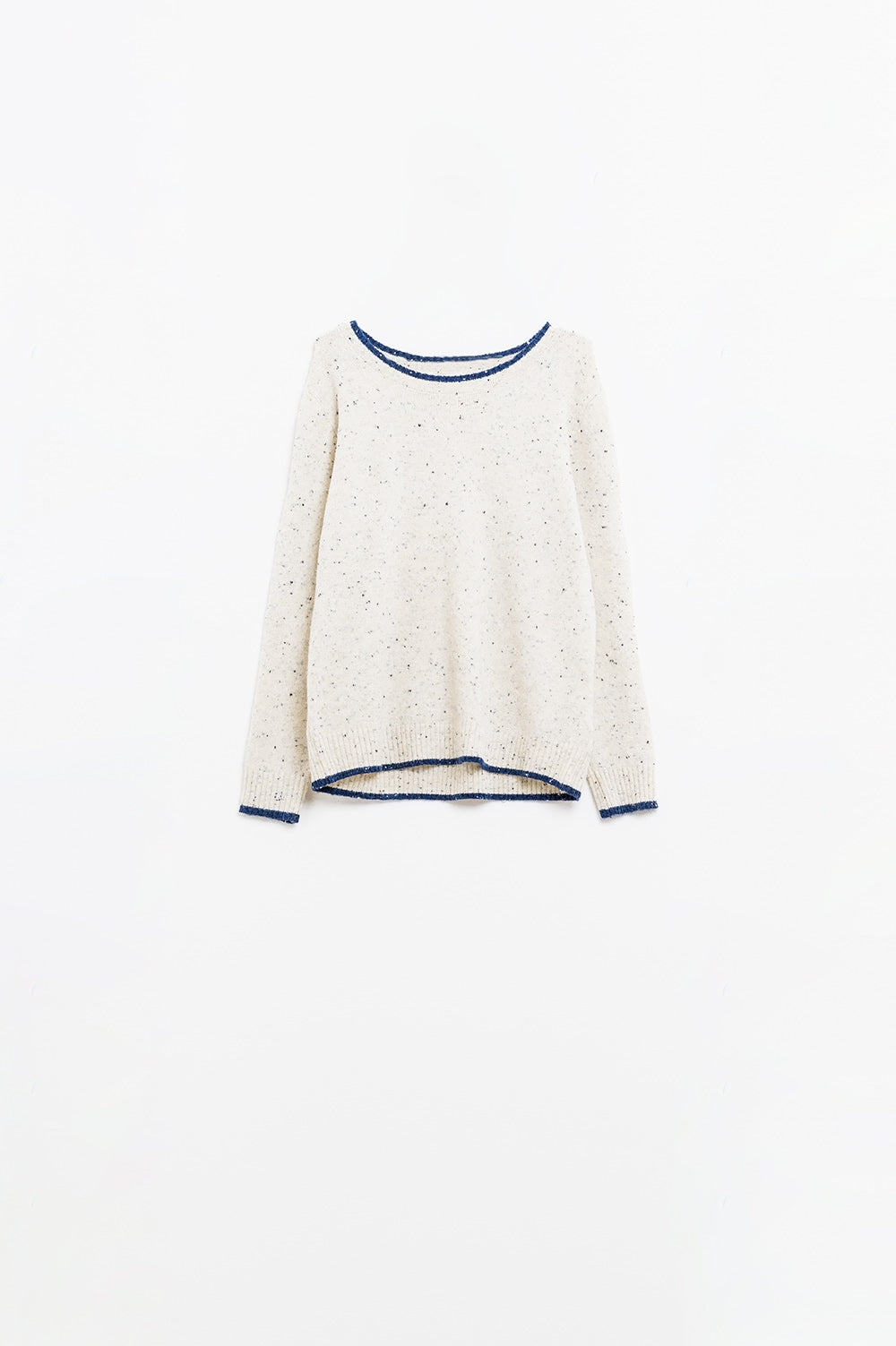 Q2 Maglione screziato con dettaglio di linea in blu