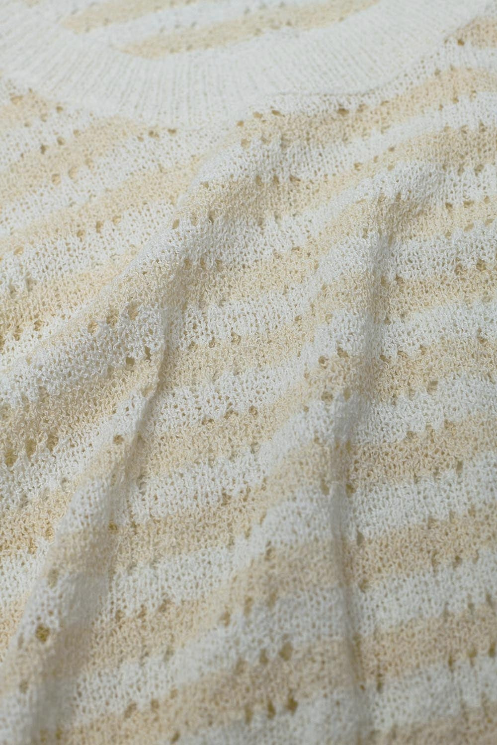 Maglione senza maniche a righe a maglia aperta in cream e bianco