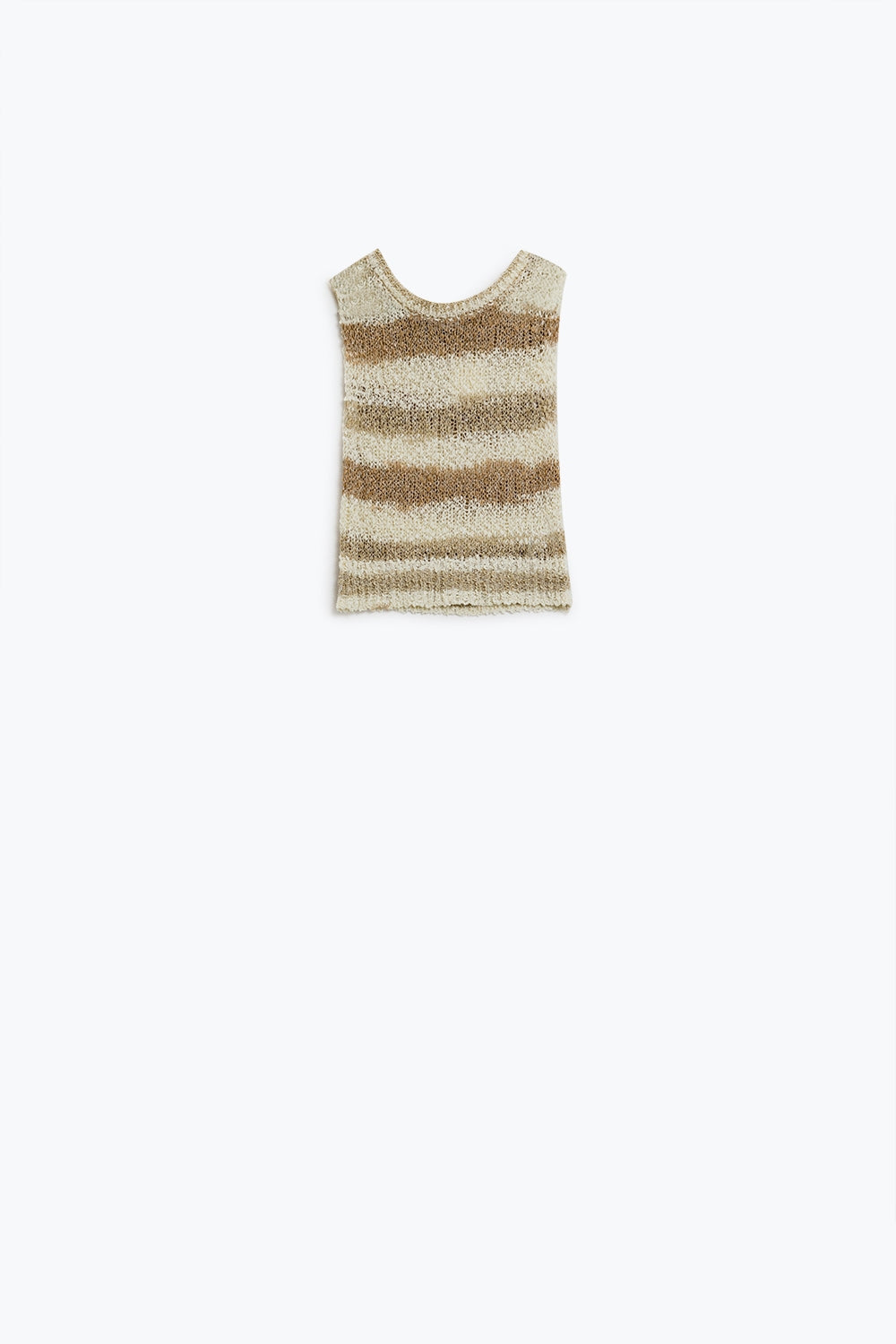 Maglione senza maniche a righe e girocollo in maglia Tints of Beige