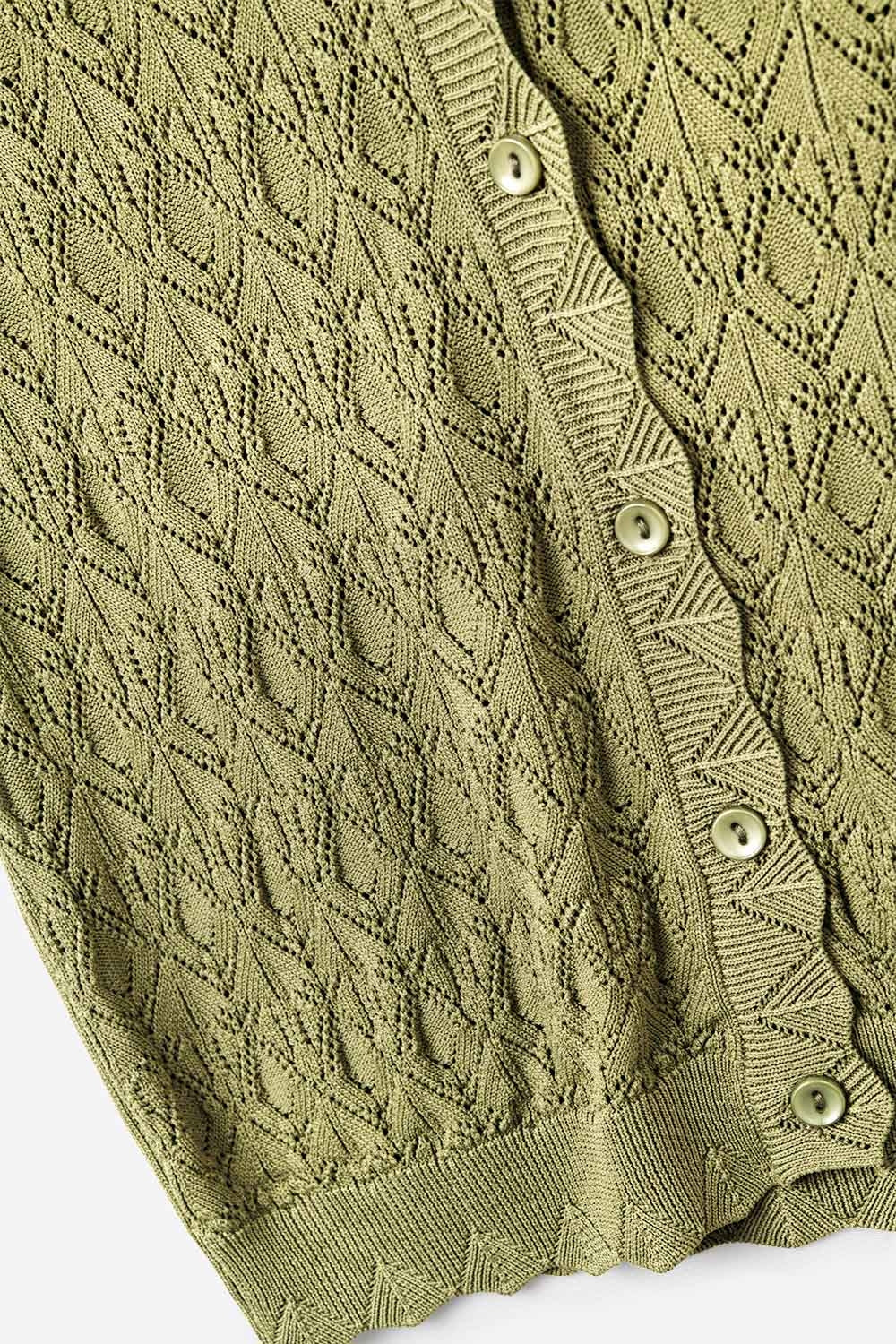 Maglione smanicato con bottoni in kaki con design astratto
