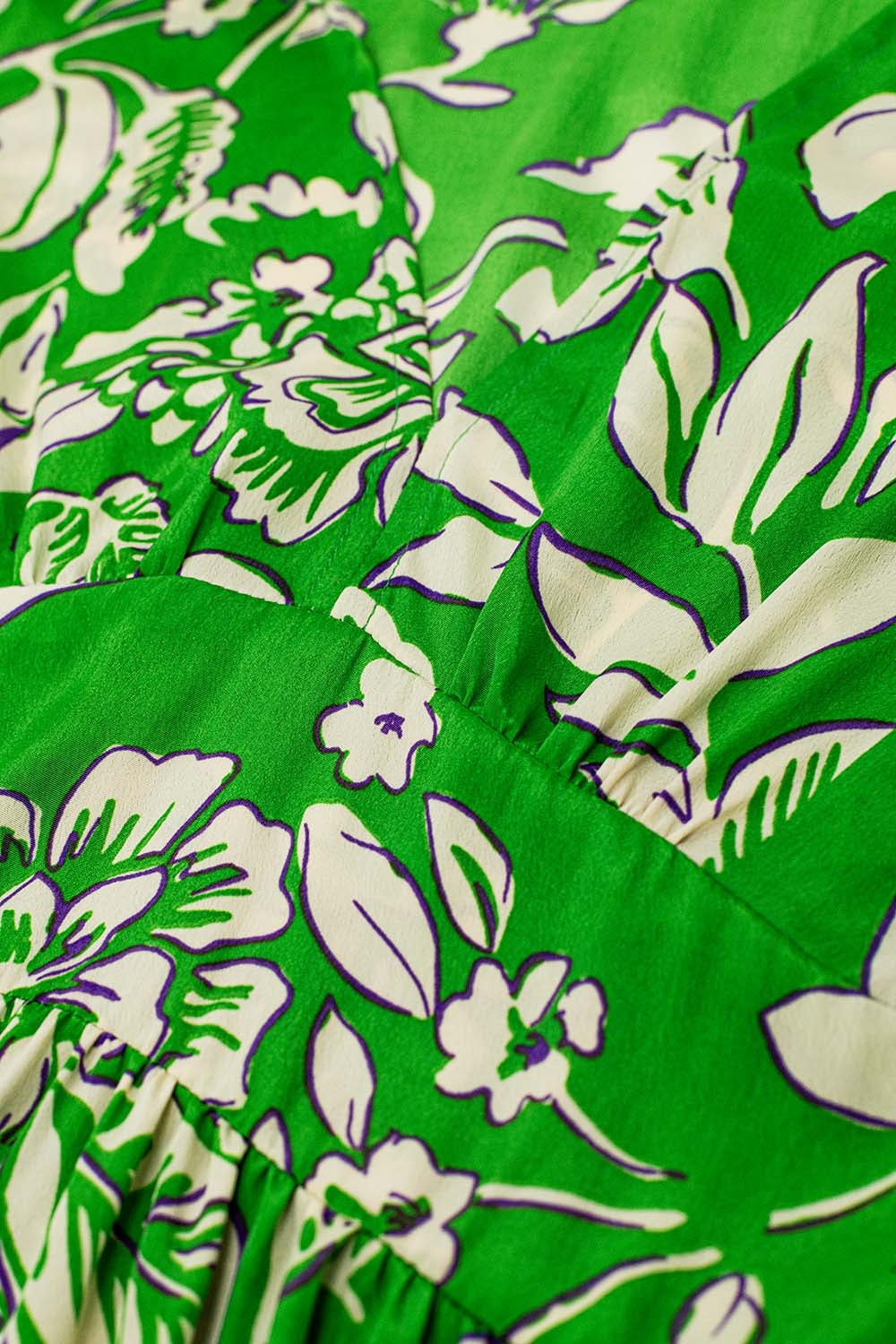 Maxi abito con stampa floreale in vita in verde