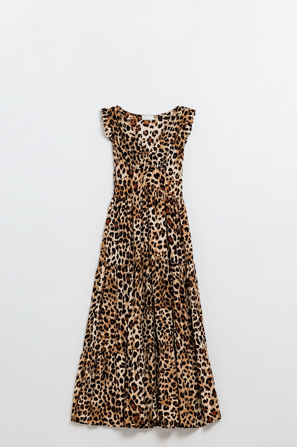 Maxi abito con stampa leopardata in vita