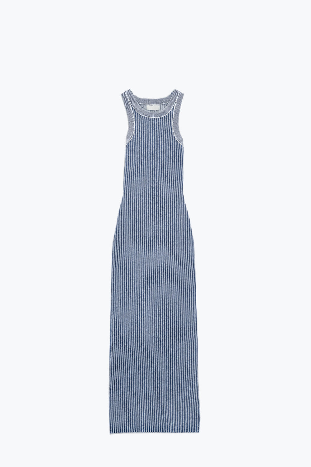 Q2 Maxi abito senza maniche a costine con aletta Bodycon in blu