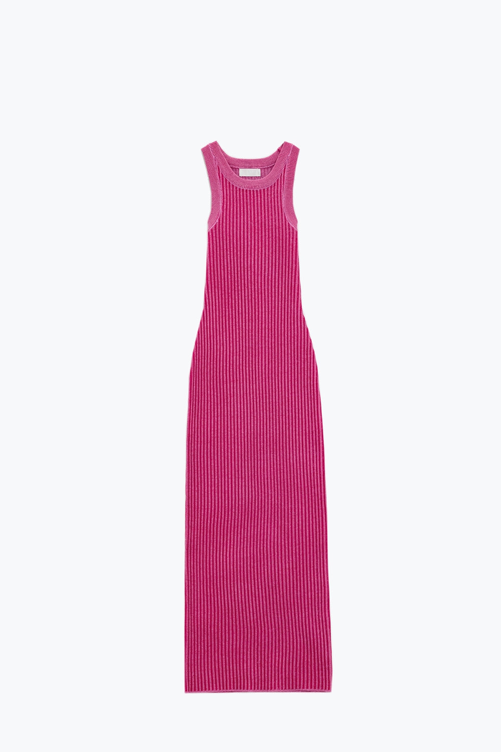 Q2 Maxi abito senza maniche a costine con aletta Bodycon in fucsia