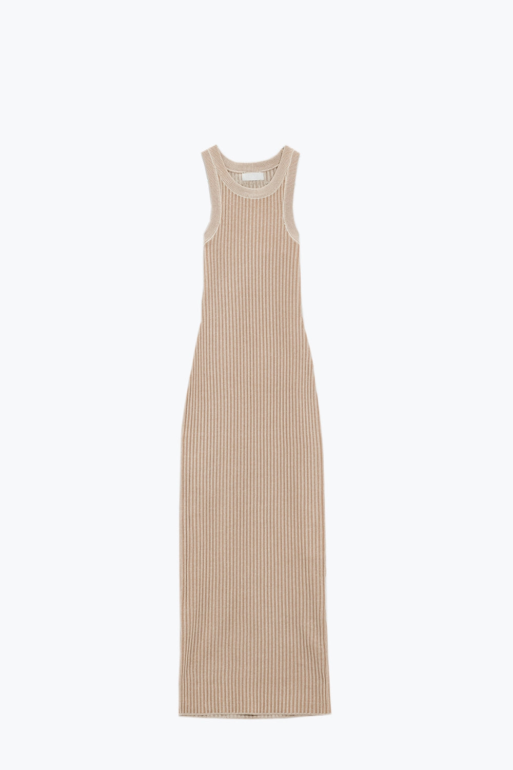 Q2 Maxi abito senza maniche a costine con aletta in beige