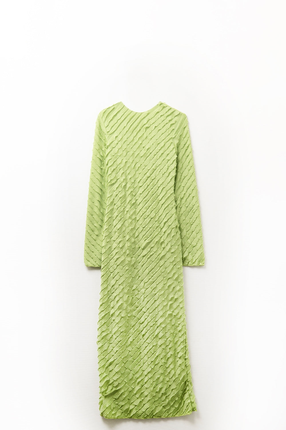 Q2 Maxi abito verde con mini-arruffatura in sbieco