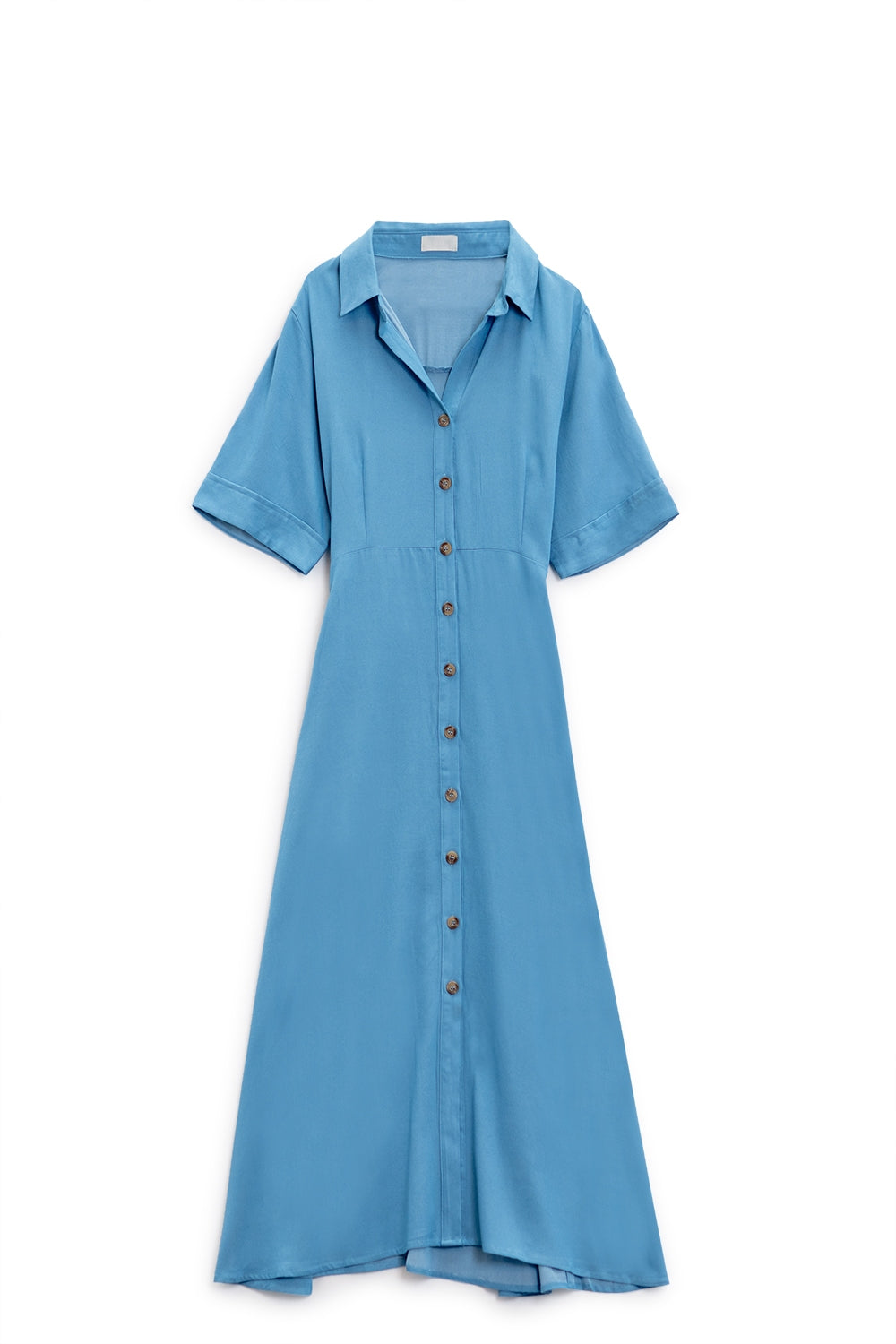 Maxi camicia blu con colletto a polo
