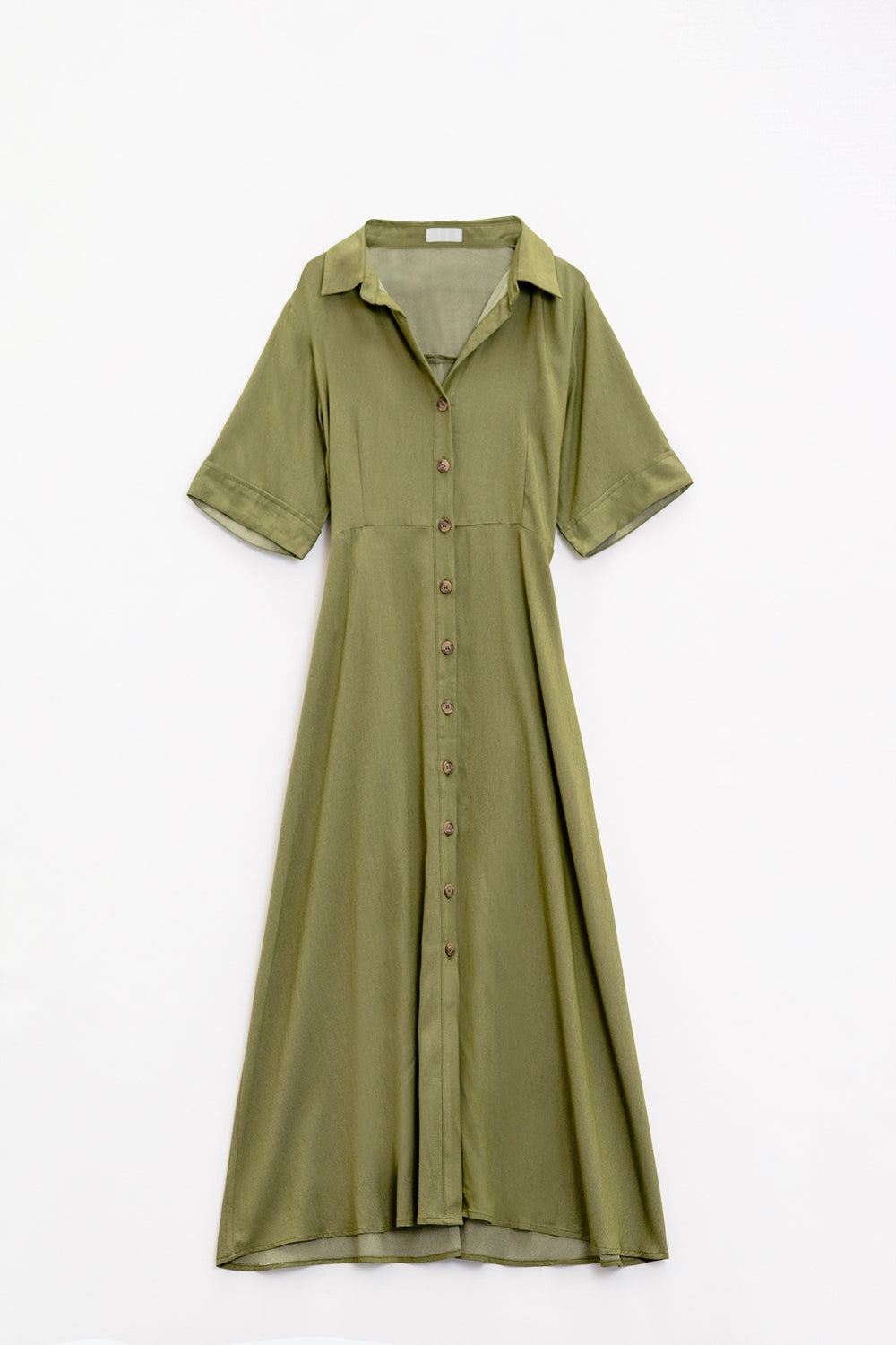 Maxi camicia verde con colletto a polo