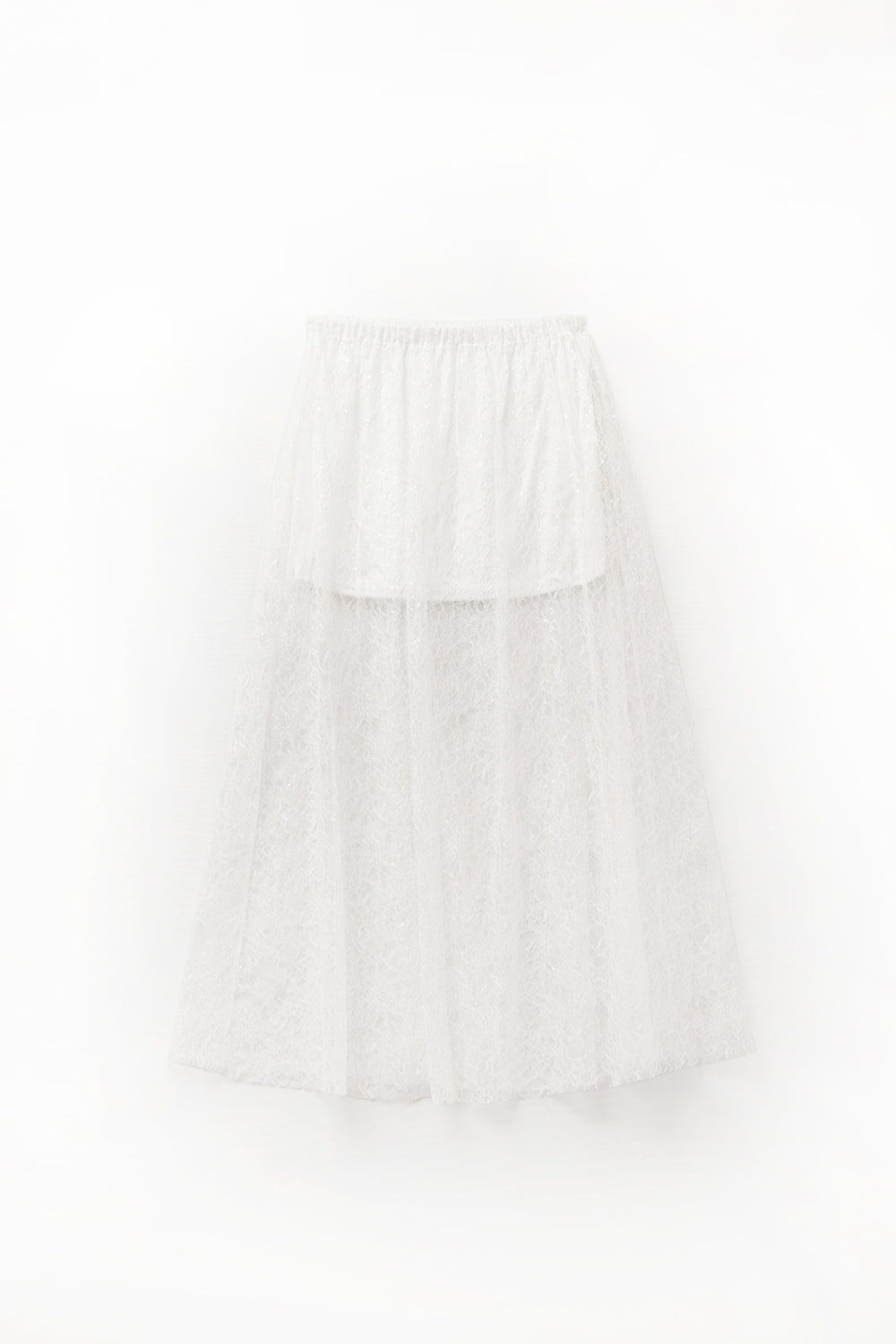 Maxi gonna in pizzo bianco con dettagli in paillettes
