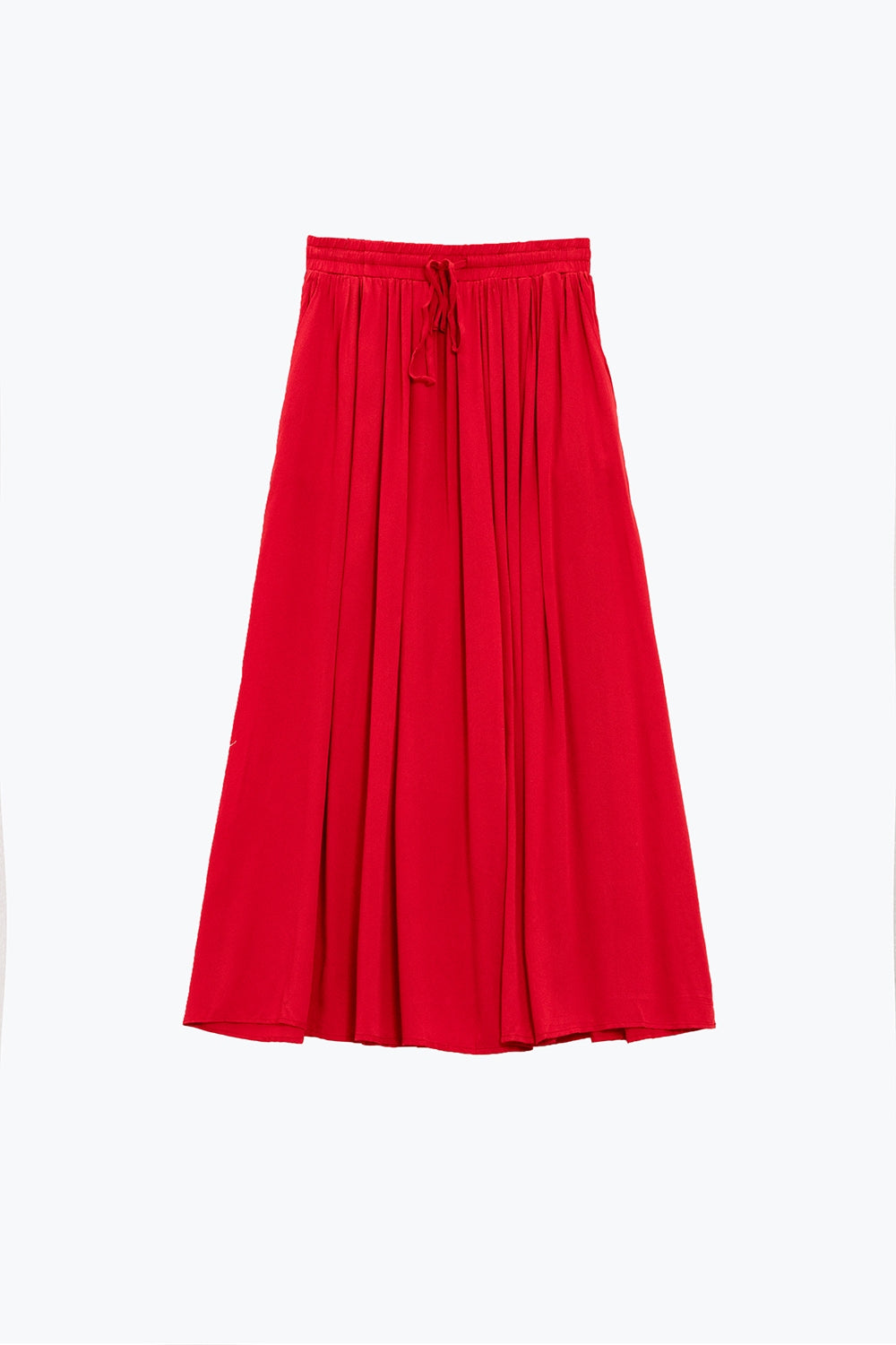Maxi gonna in tessuto fluido rosso con elastico in vita