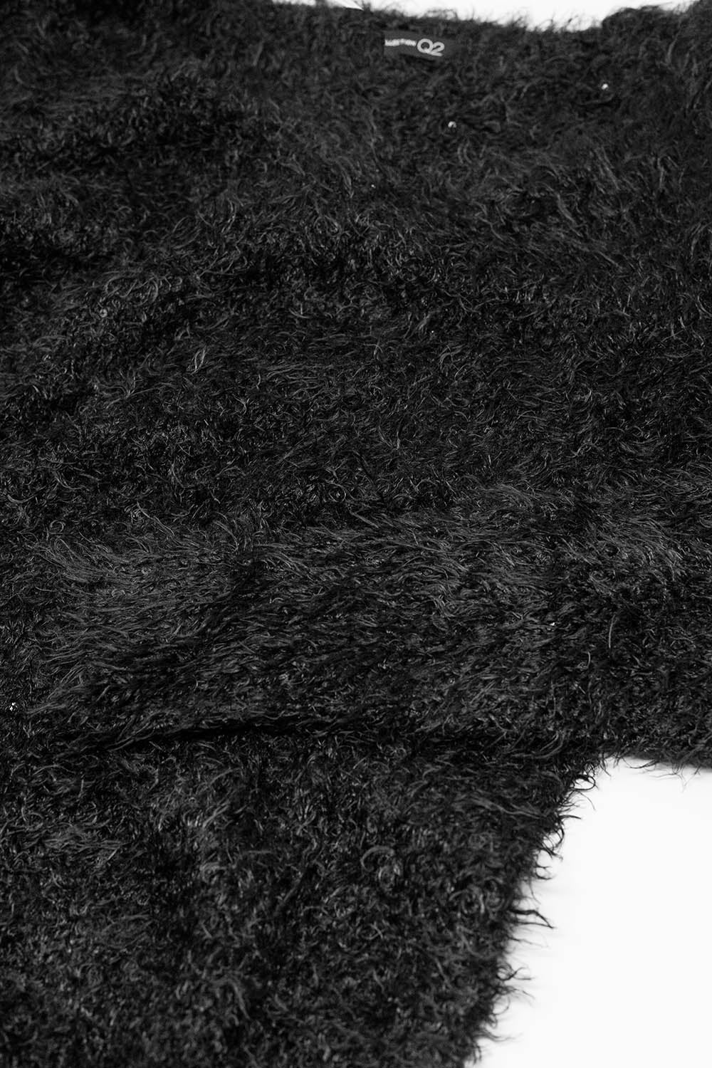maxi maglione nero con dettagli in strass