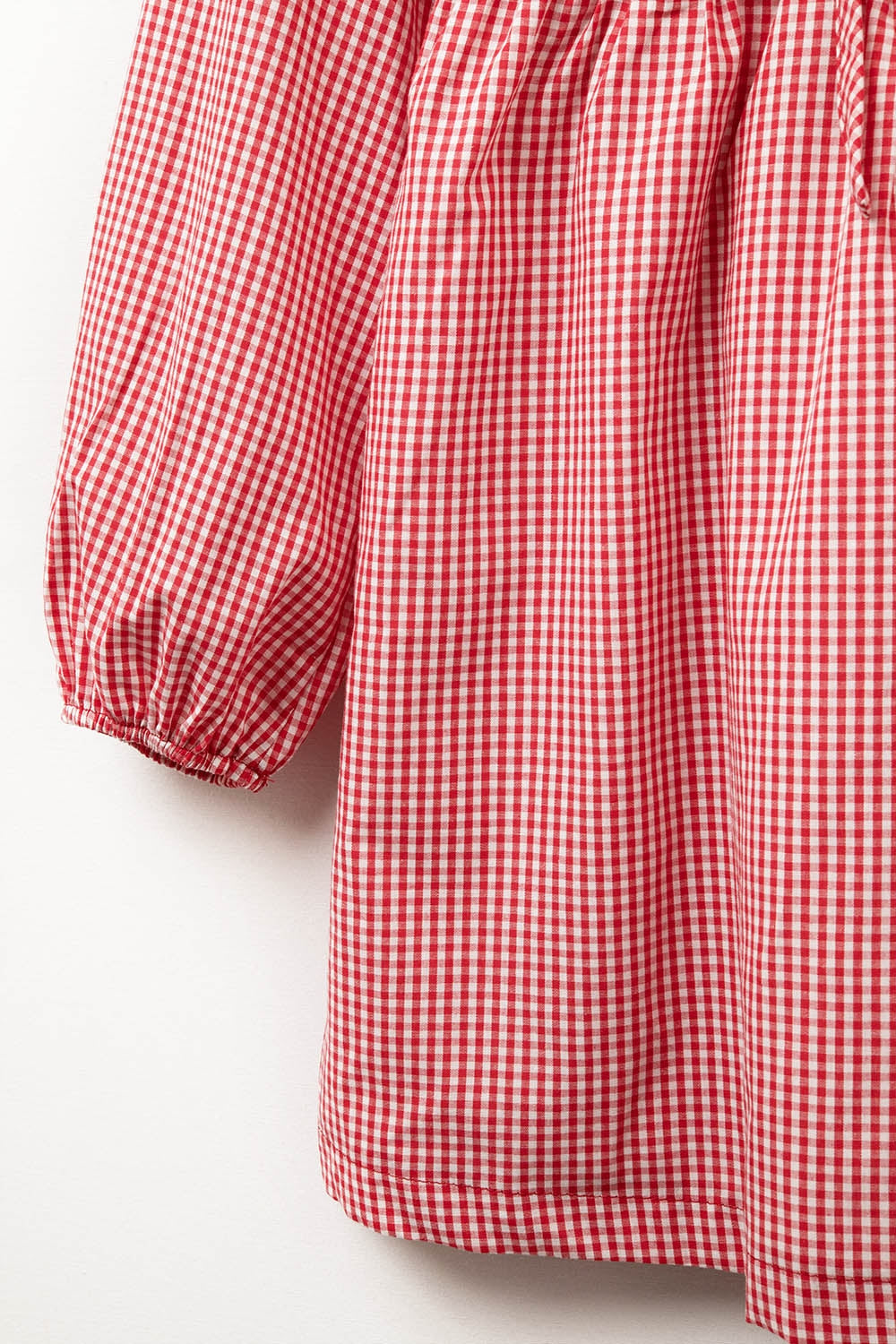 Mini abito rosso con laccetti in gingham