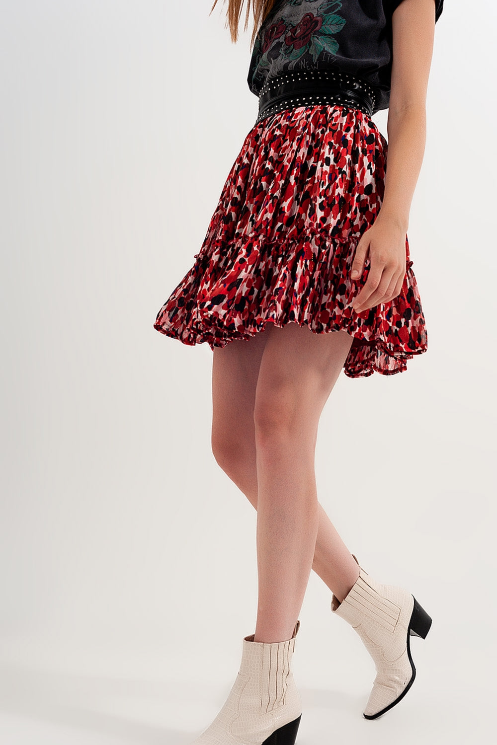 Minigonna con ruches in animalier