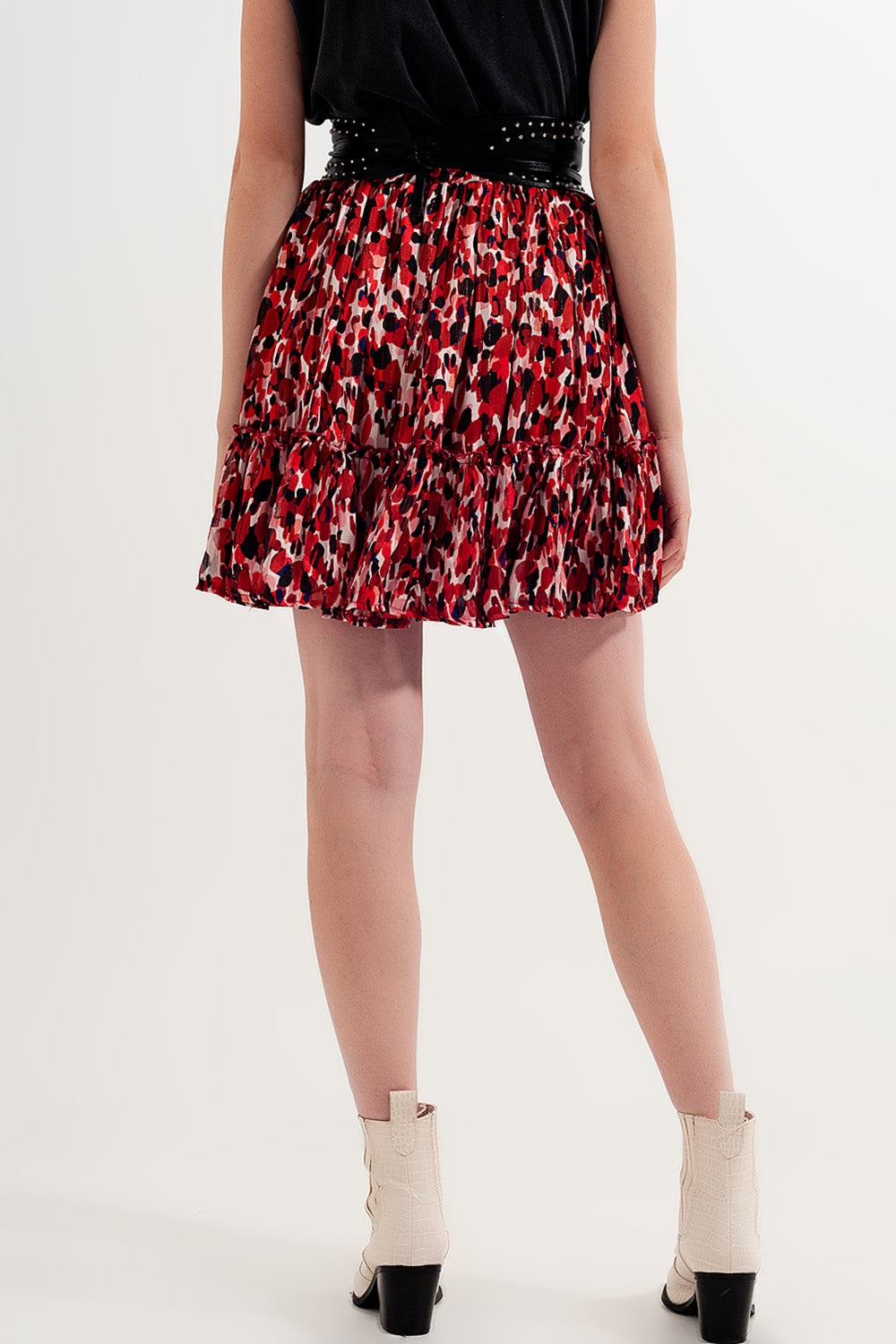 Minigonna con ruches in animalier