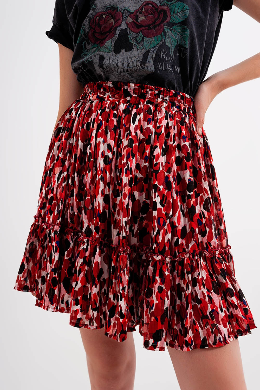 Minigonna con ruches in animalier