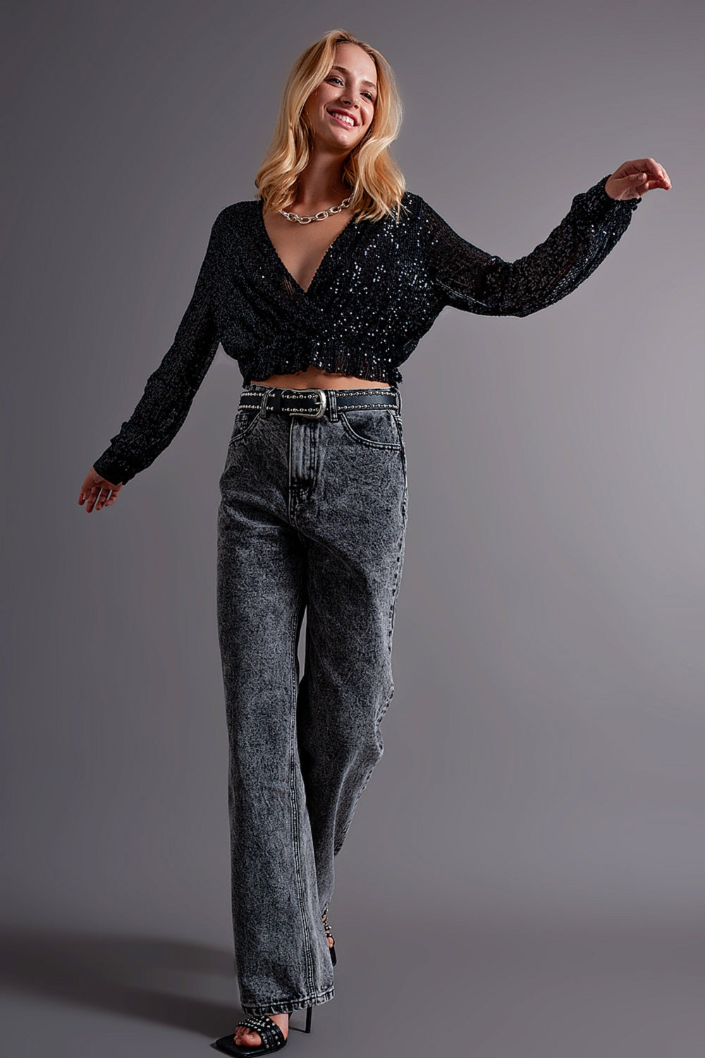 Mom jeans a vita alta neri