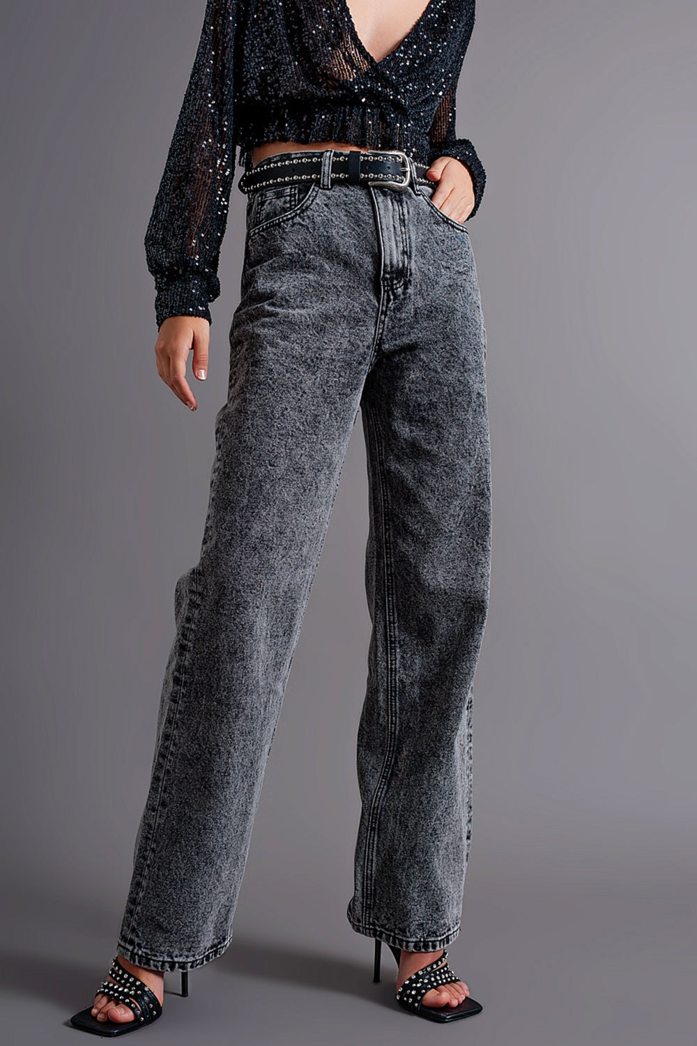 Mom jeans a vita alta neri