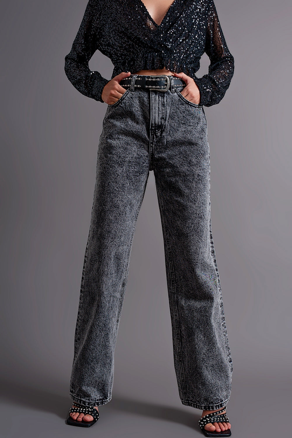 Mom jeans a vita alta neri