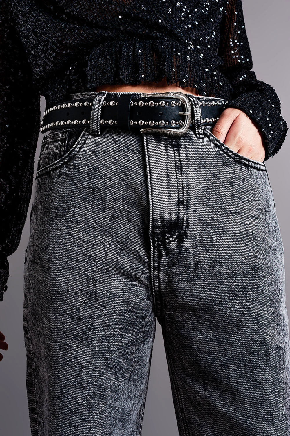 Mom jeans a vita alta neri