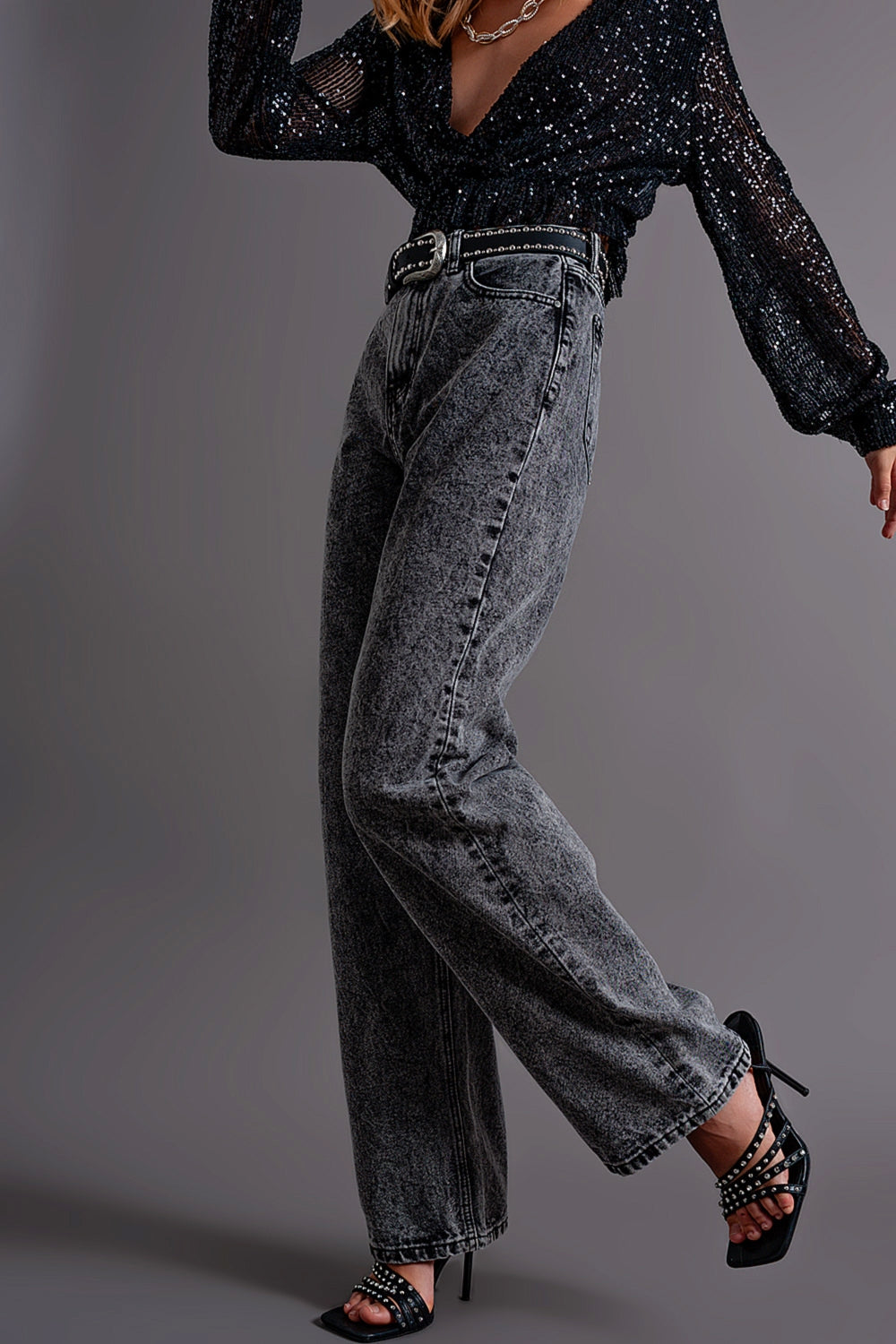 Q2 Mom jeans a vita alta neri