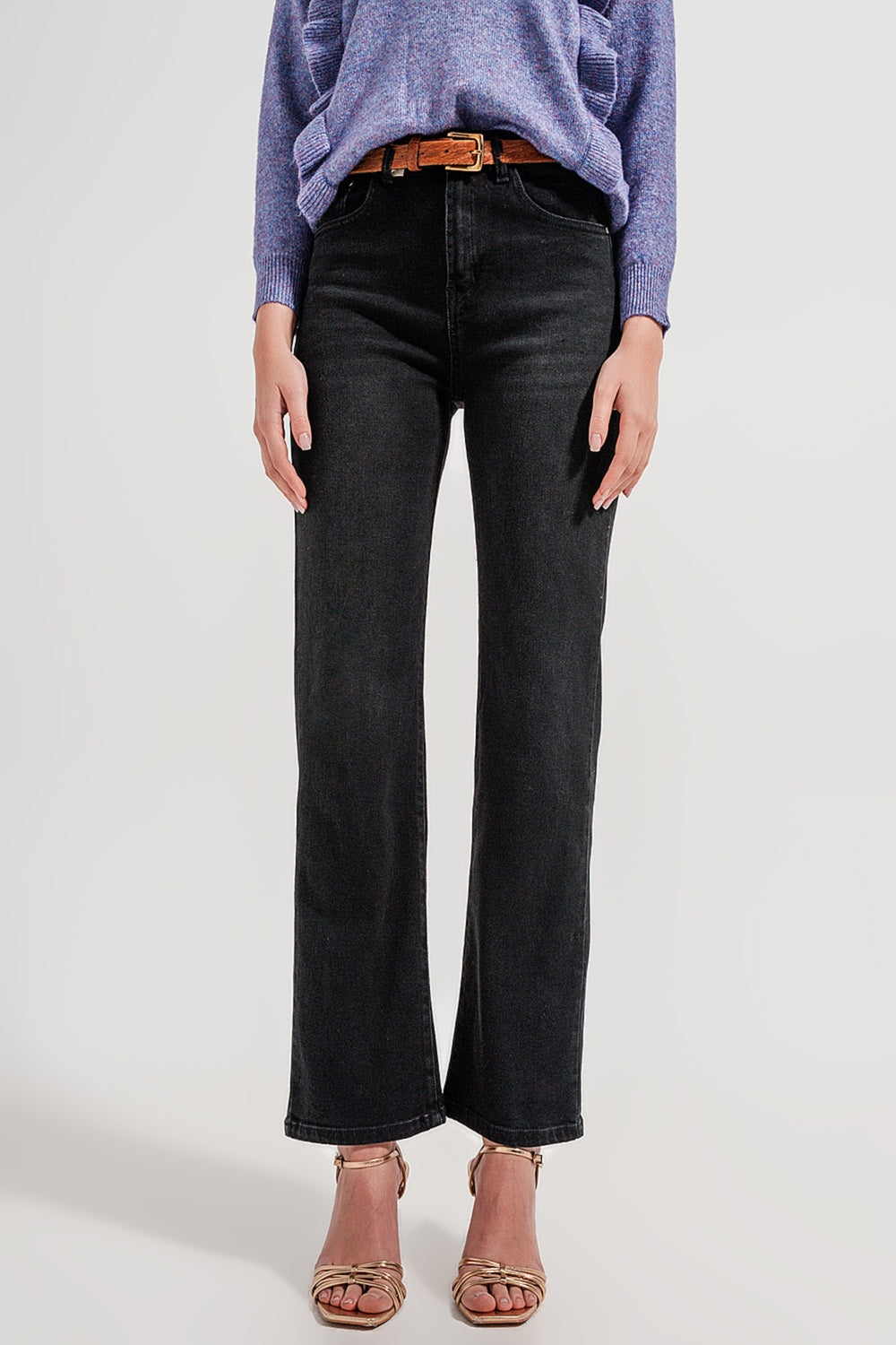 Mom jeans extra larghi a vita alta color nero