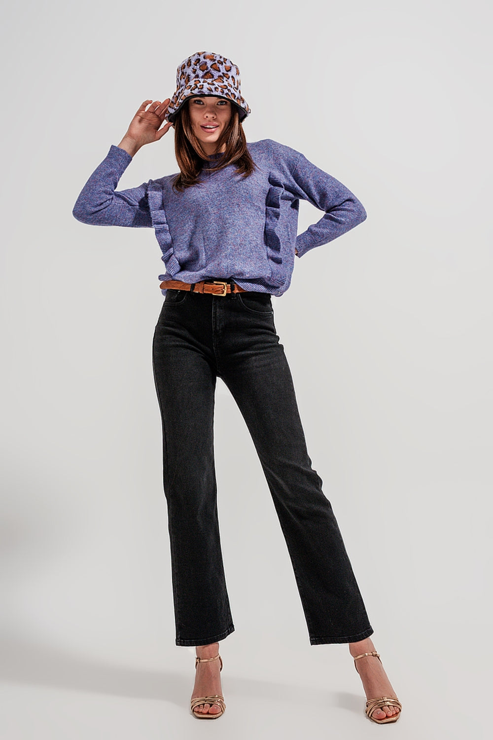Mom jeans extra larghi a vita alta color nero