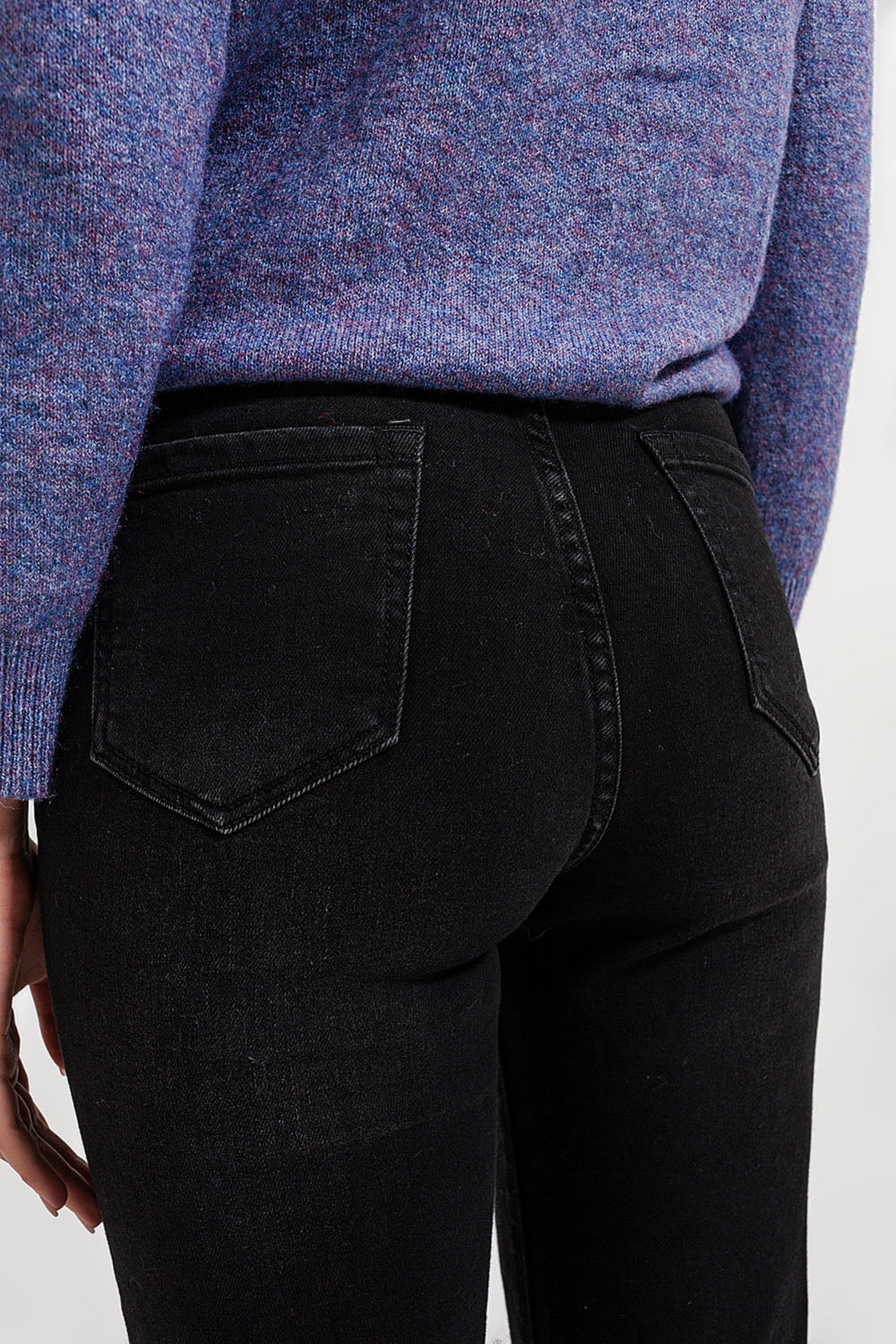 Mom jeans extra larghi a vita alta color nero