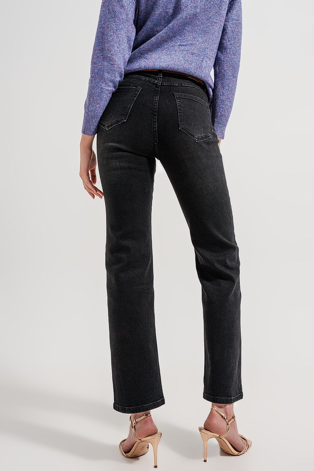 Mom jeans extra larghi a vita alta color nero