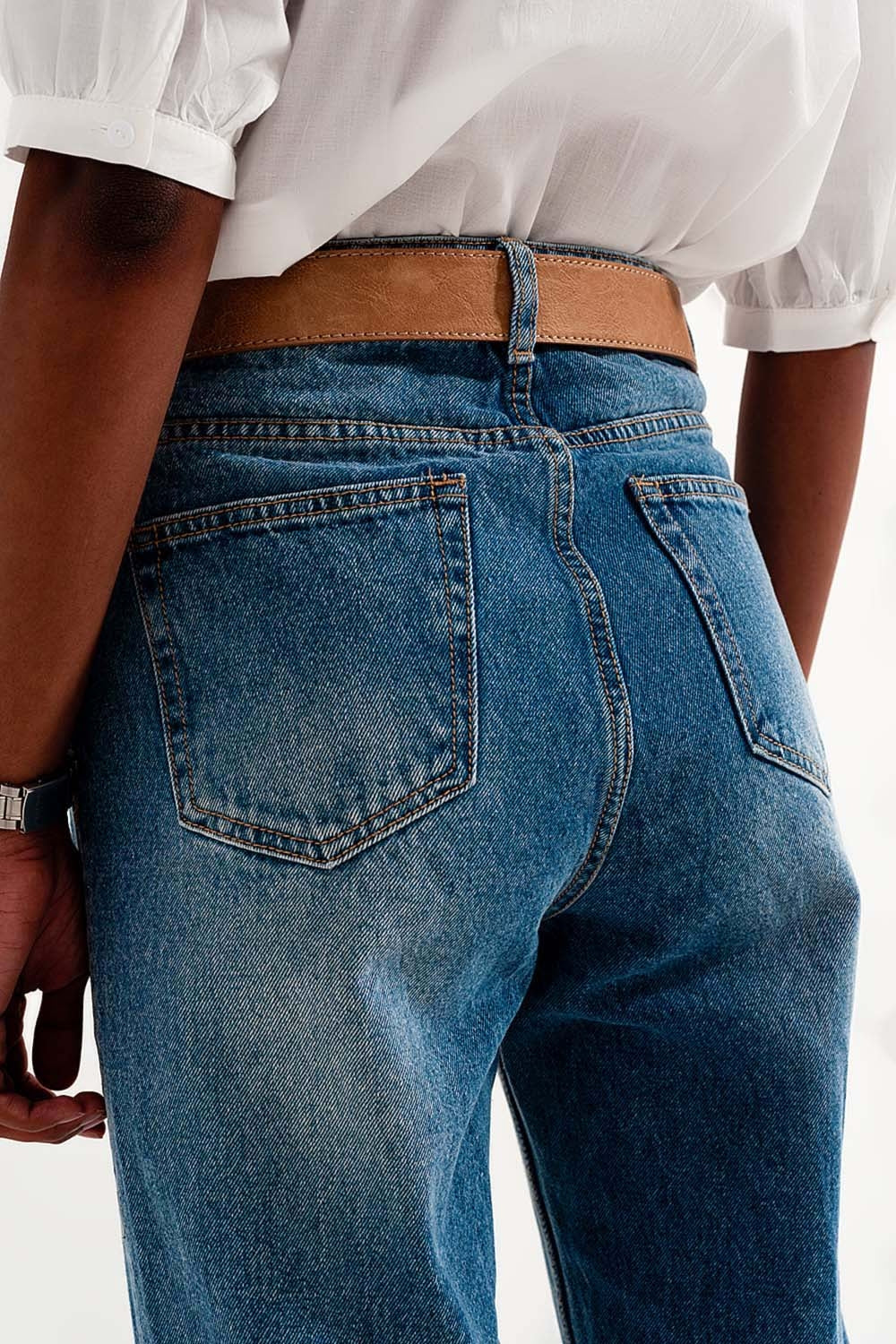 Mom jeans invecchiati blu