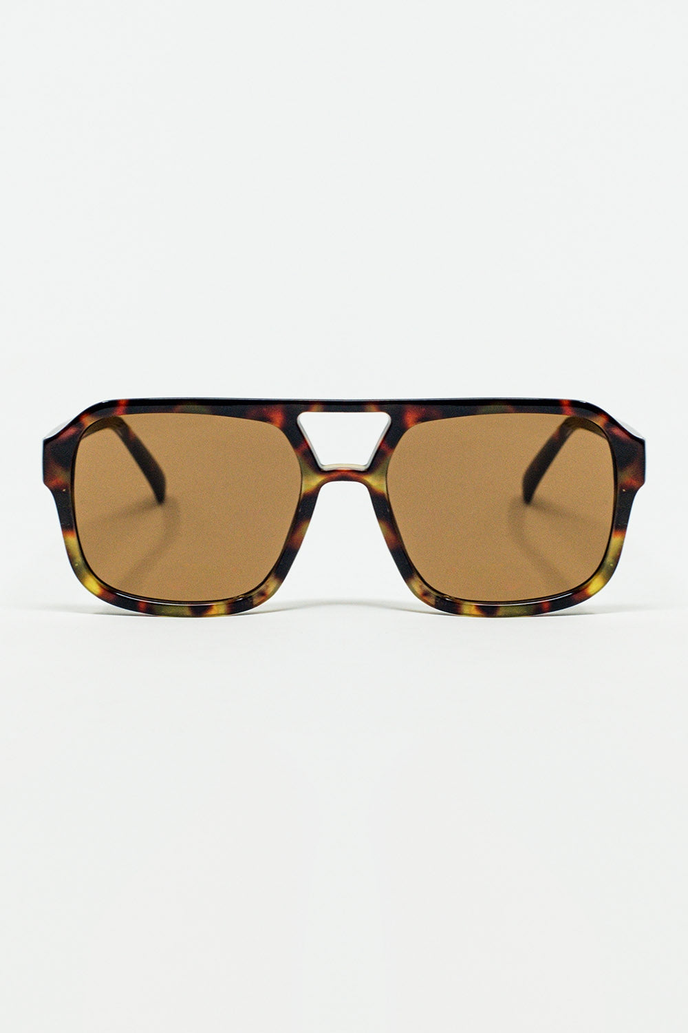 Q2 Occhiali da sole Aviator 70´s con guscio tartarugato