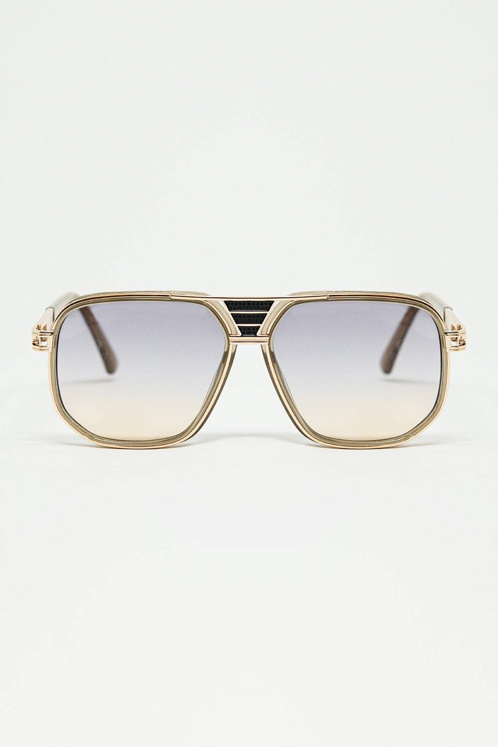 Q2 occhiali da sole con montatura in acetato beige lucido