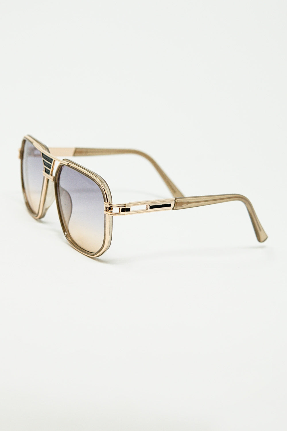 occhiali da sole con montatura in acetato beige lucido