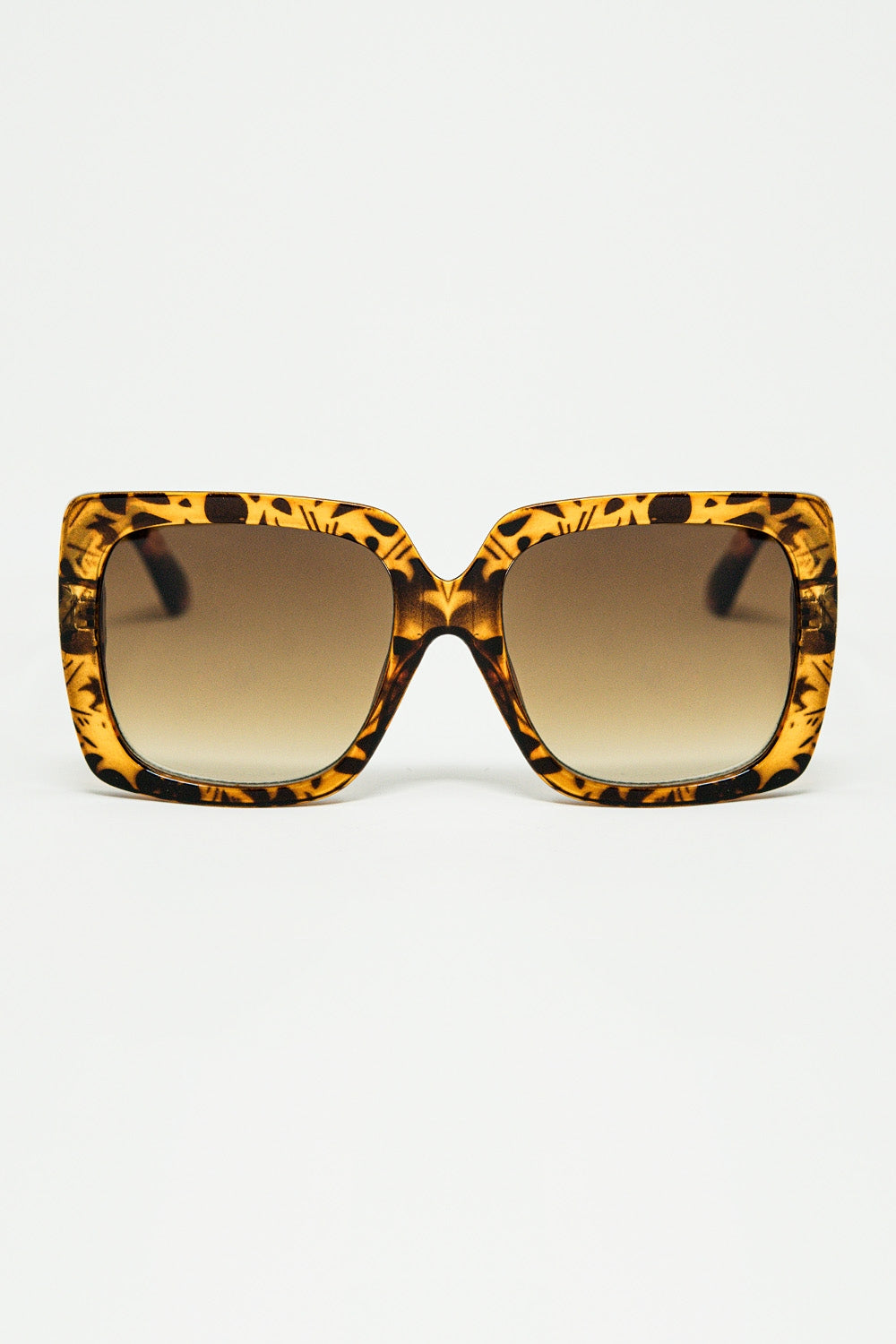 Q2 occhiali da sole con montatura quadrata a stampa animalier