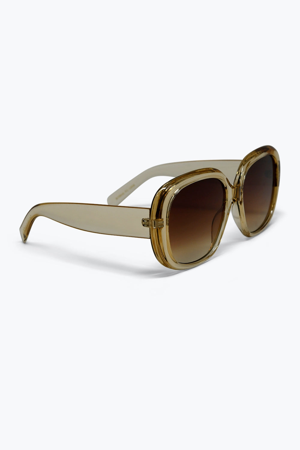 Occhiali da sole con montatura quadrata oversize beige con lenti sfumate